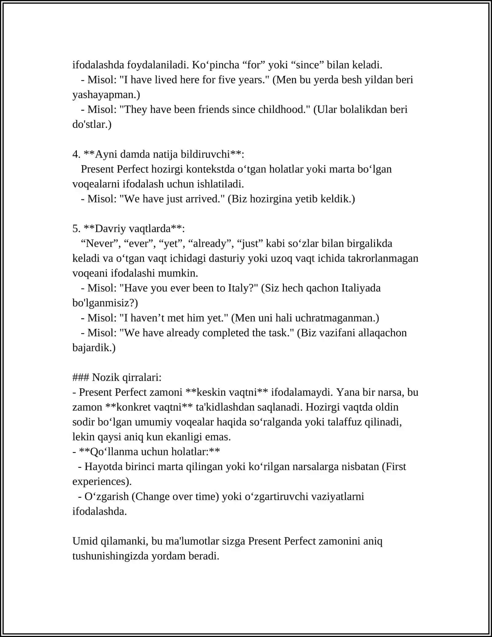 PRESENT PERFECT 4