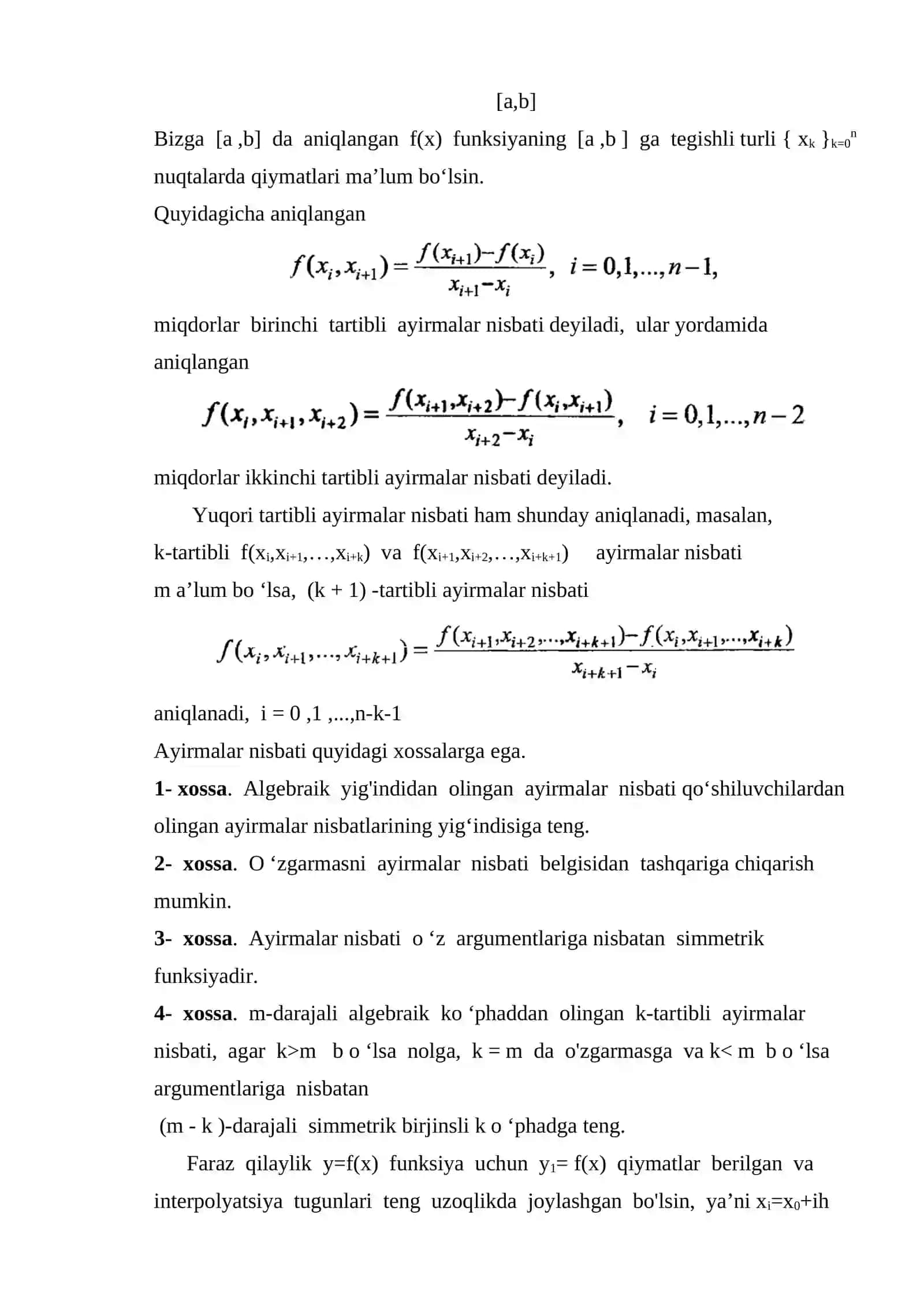 Nyuton interpolyatsiya masalalari 4