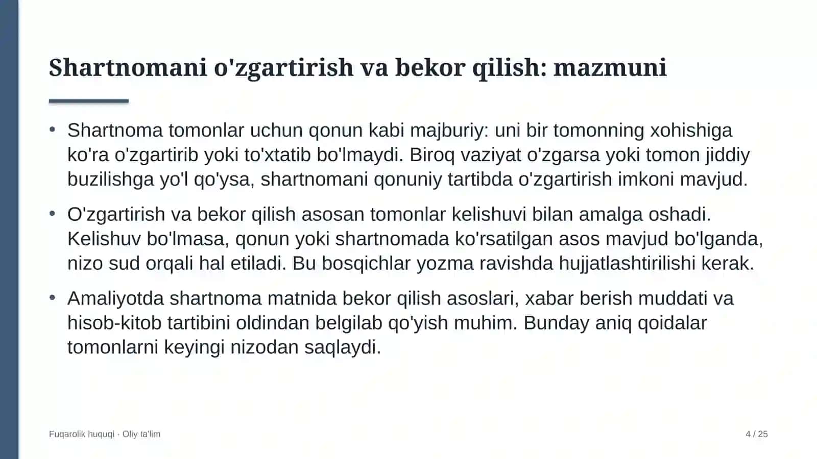maxsus maktab internatlarda shartnomalarni o'zgartirish va bekor qilish 5606 4