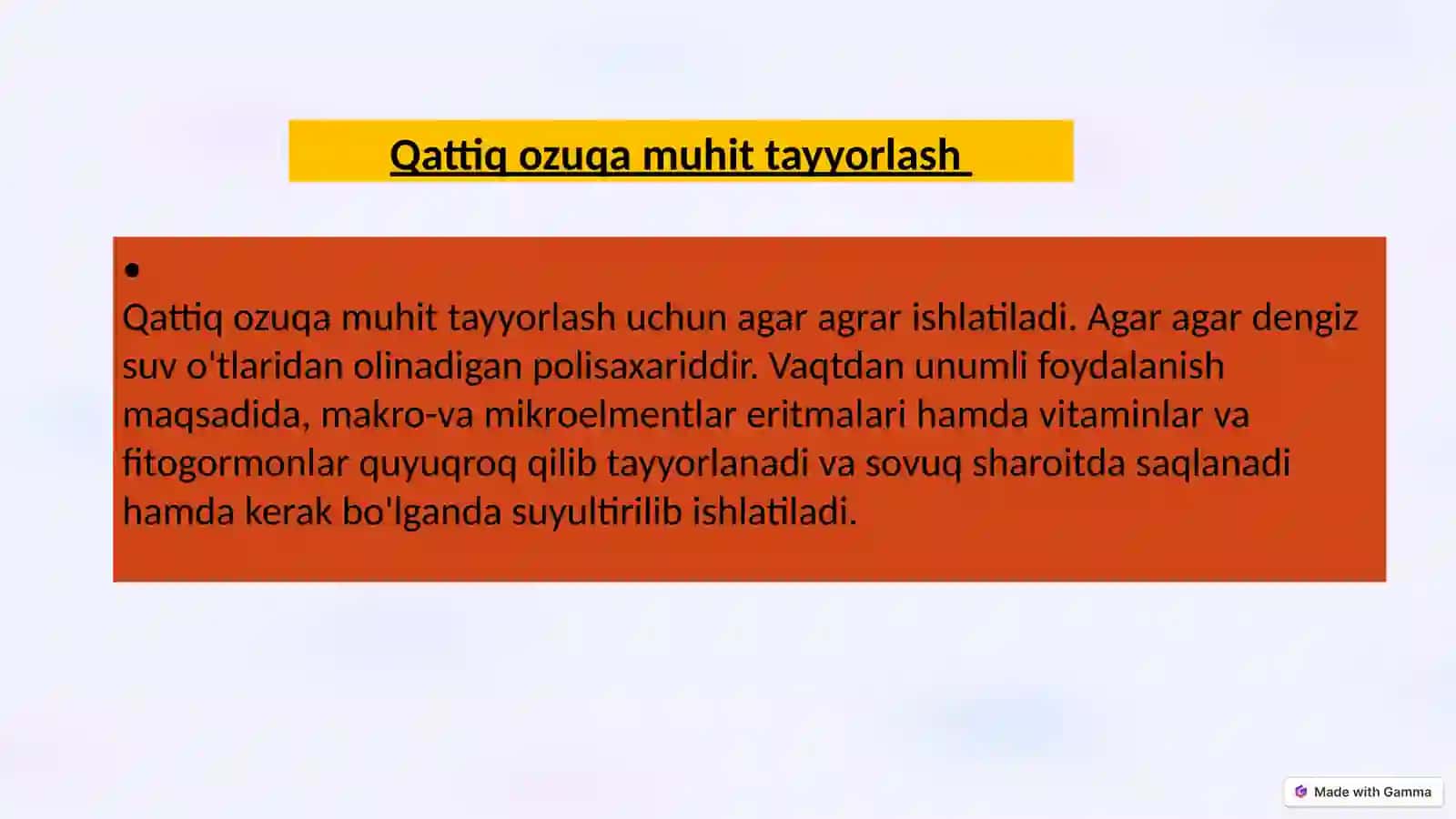 O'simlikva hayvon hujayralari uchun ozuqa muhitlari 4