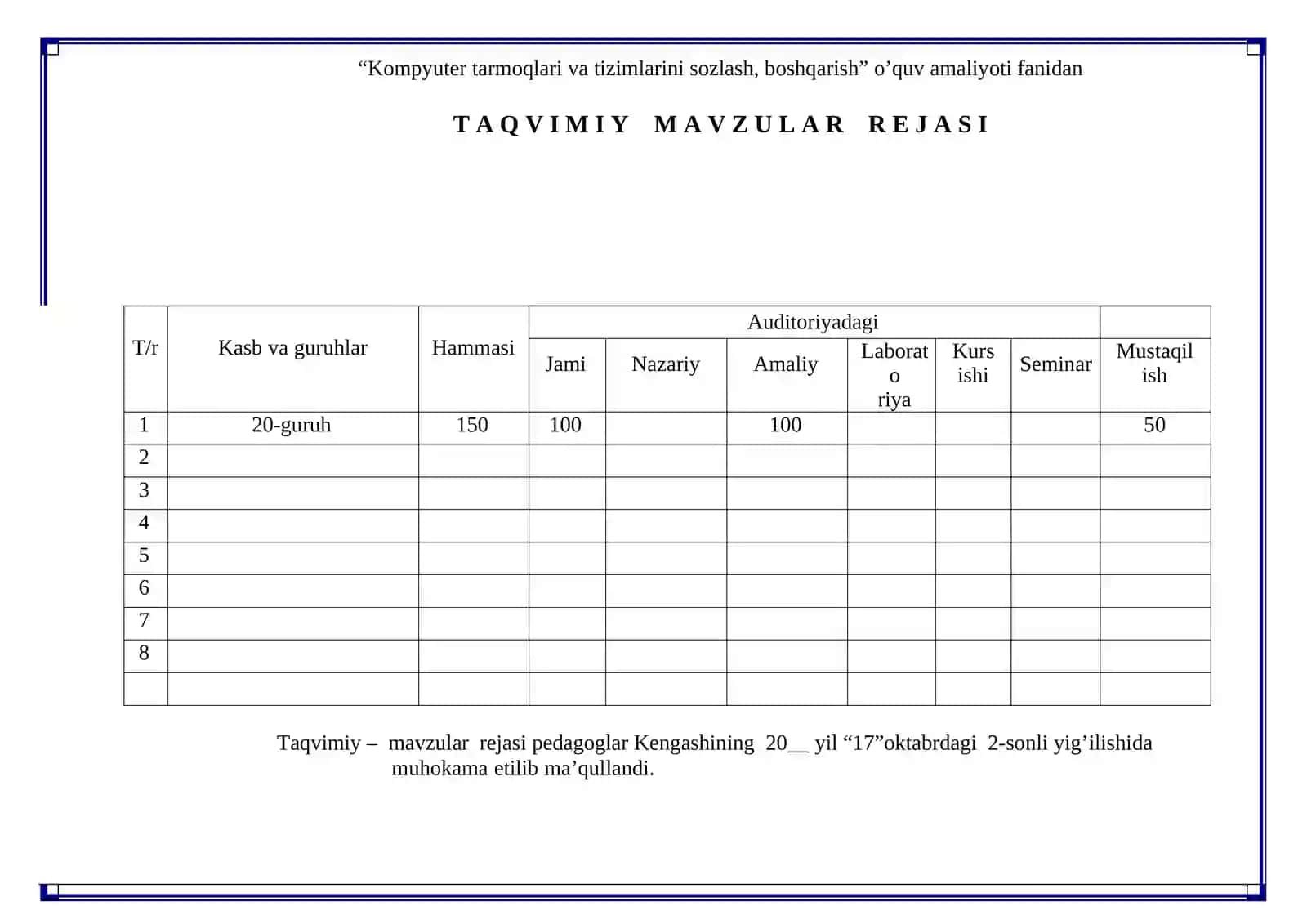 “KOMPYUTER TARMOQLARI VA TIZIMLARINI SOZLASH, BOSHQARISH O’QUV AMALIYOTI” FANIDAN  O` Q I T I SH M A T E R I A L L A R I 4