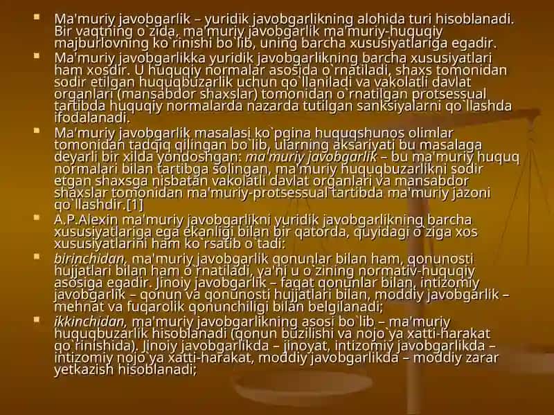 Ma'muriy javobgarlik to`g`risidagi qonun hujjatlari 4