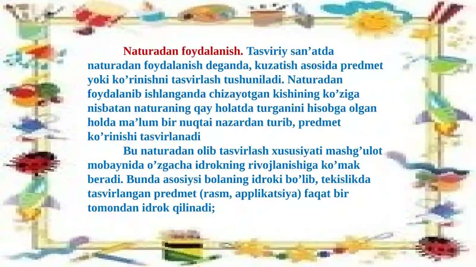 Maktabgacha yoshdagi bolalarni tasviriy faoliyatga o‘rgatishning metod va usullari 4