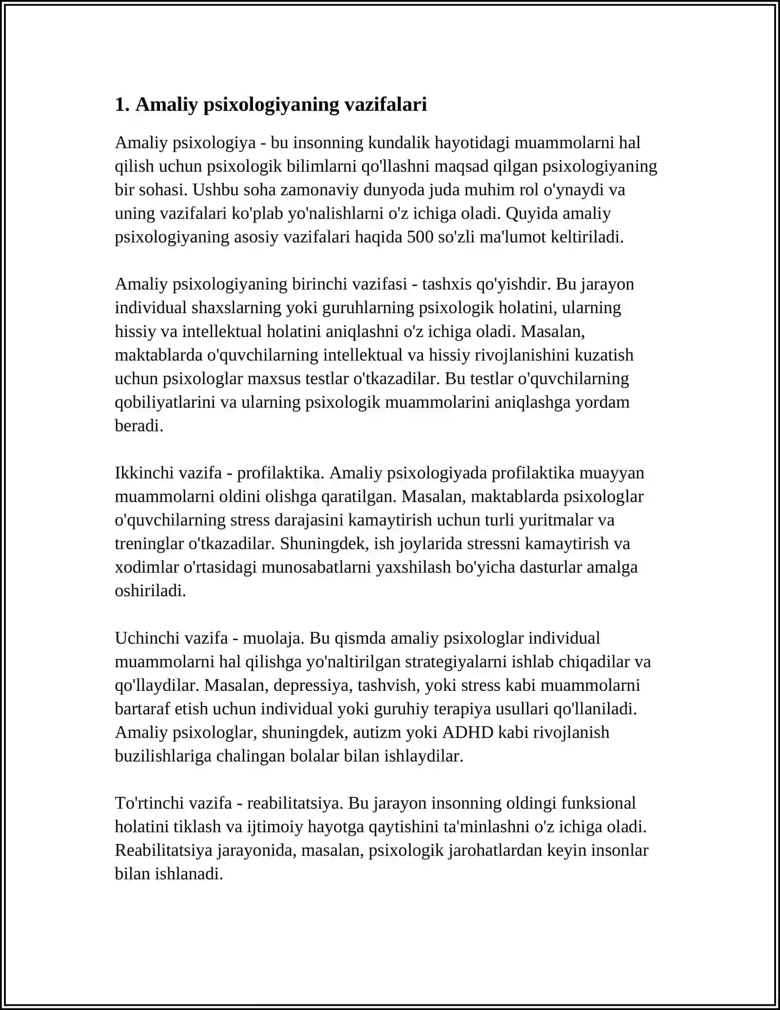 AMALIY PSIXOLOGIK ISH PSIXOLOGLAR FAOLIYAT TURI SIFATIDA 4