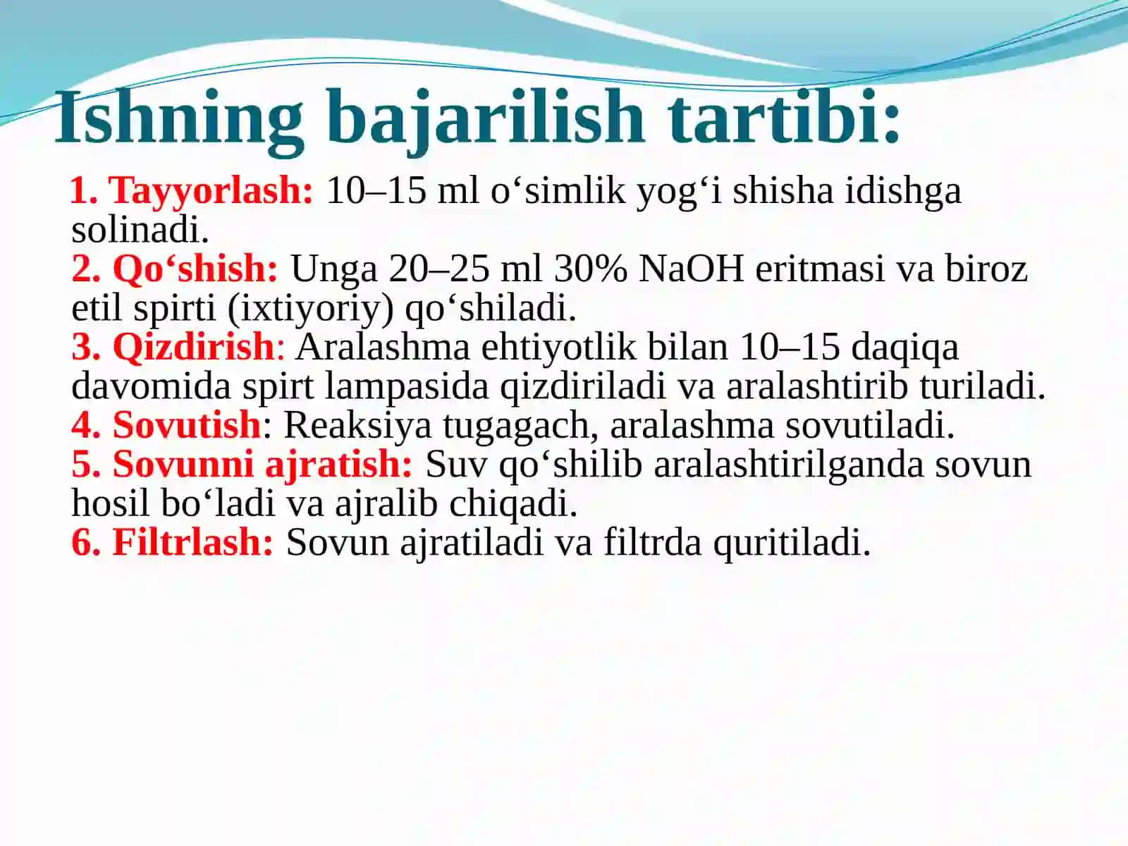 Sovun olish (gidroliz orqali) 4