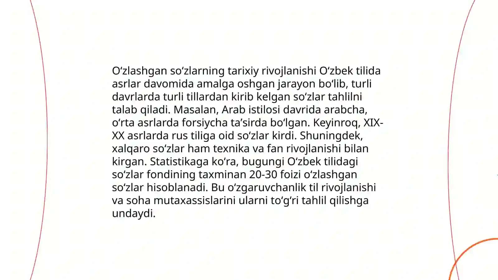 Oʻzbek tili leksikasining boyish manbalari.Biologiyaga xos oʻz va oʻzlashgan soʻzlar tasnifi 4
