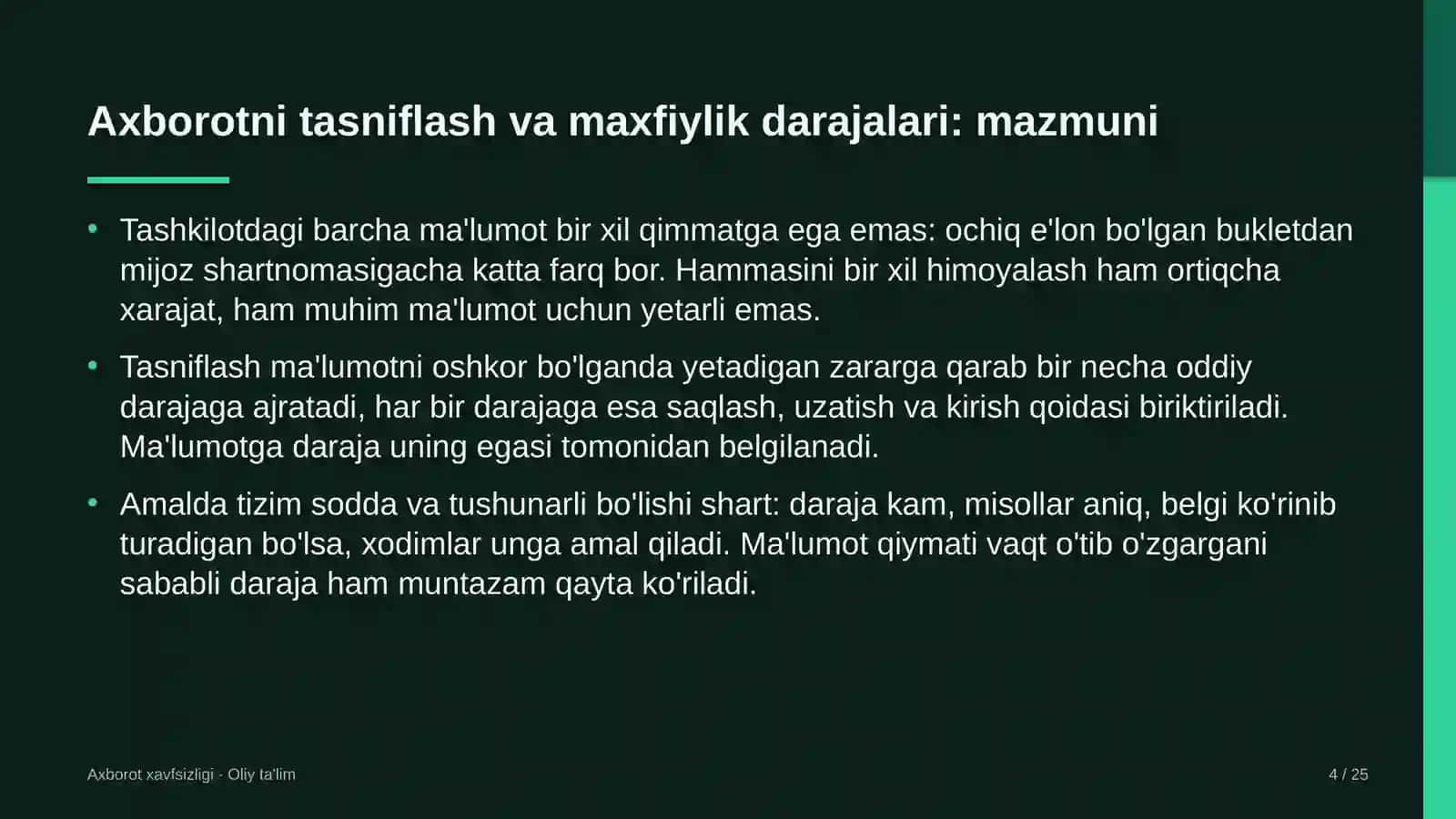gidrotexnika qurilishida axborotni tasniflash va maxfiylik darajalarini belgilash 9812 4