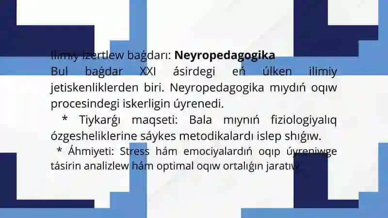 XXI ásir pedagogikasında ámelge asırılǵan ilimiy izertlew baǵdarları hám pedagogikalıq koncepciyalar 4