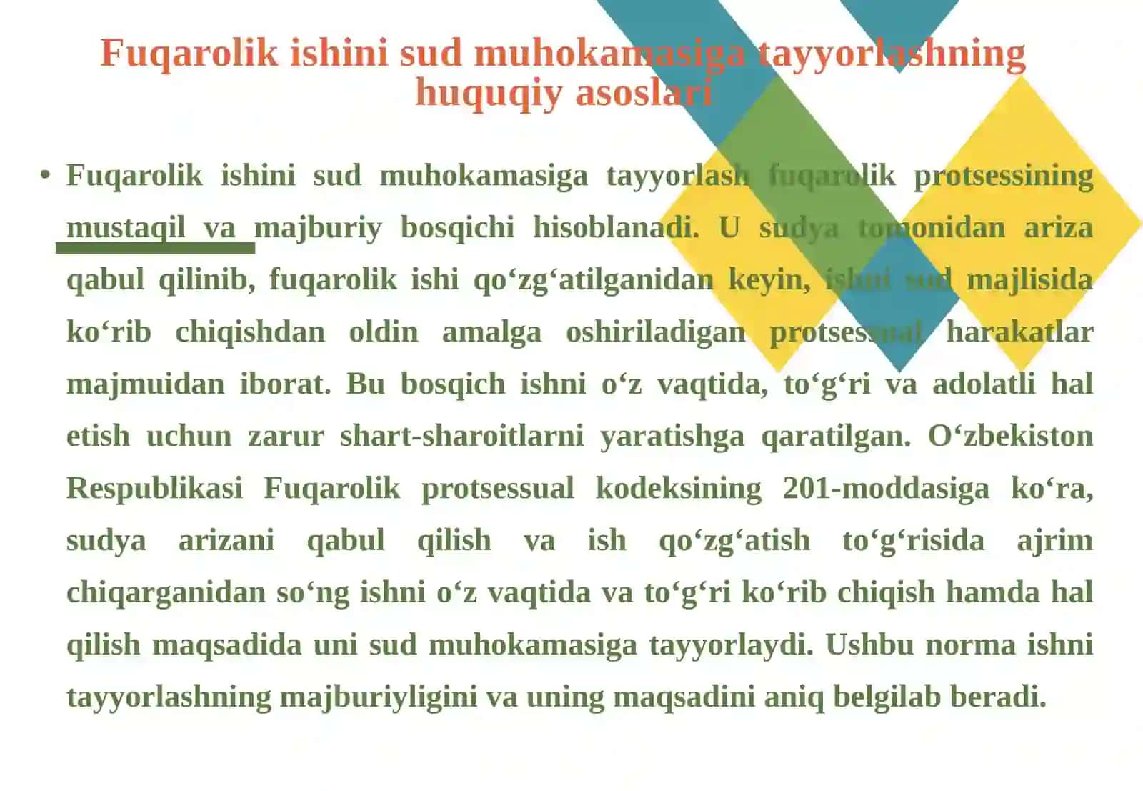 Fuqarolik ishini sudda ko‘rishga tayyorlash 4