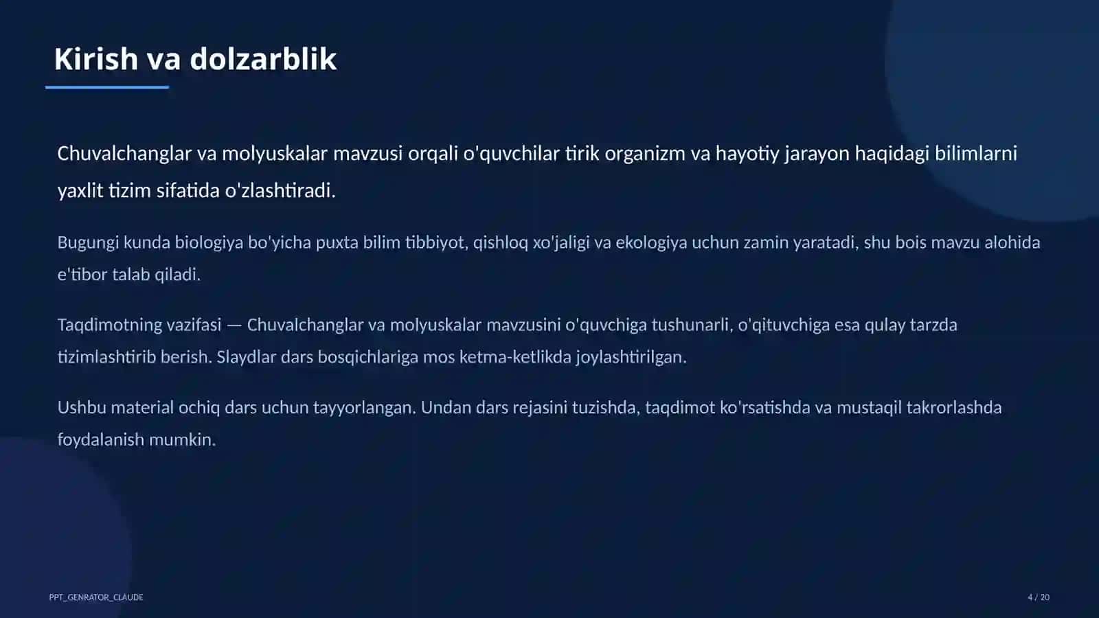 Chuvalchanglar va molyuskalar (7-sinf) 4