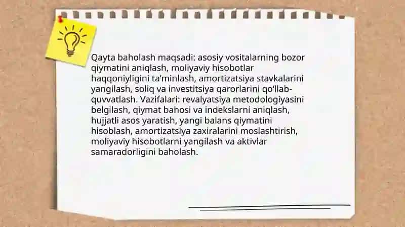 Asosiy vositalarni Qayta baholash tartibi 4