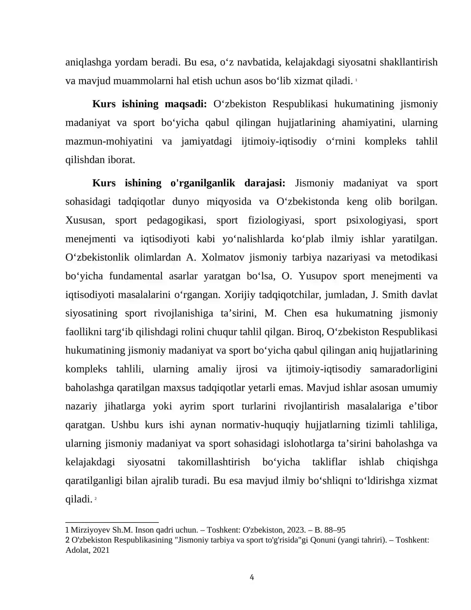 "JISMONIY MADANIYAT YONALISHI OʻZBEKISTON RESPUBLIKASINING HUKUMATNING JISMONIY MADANIYAT VA SPORT BOʻYICHA QABUL QILINGAN HUJJATLAR AHAMIYATI" 4