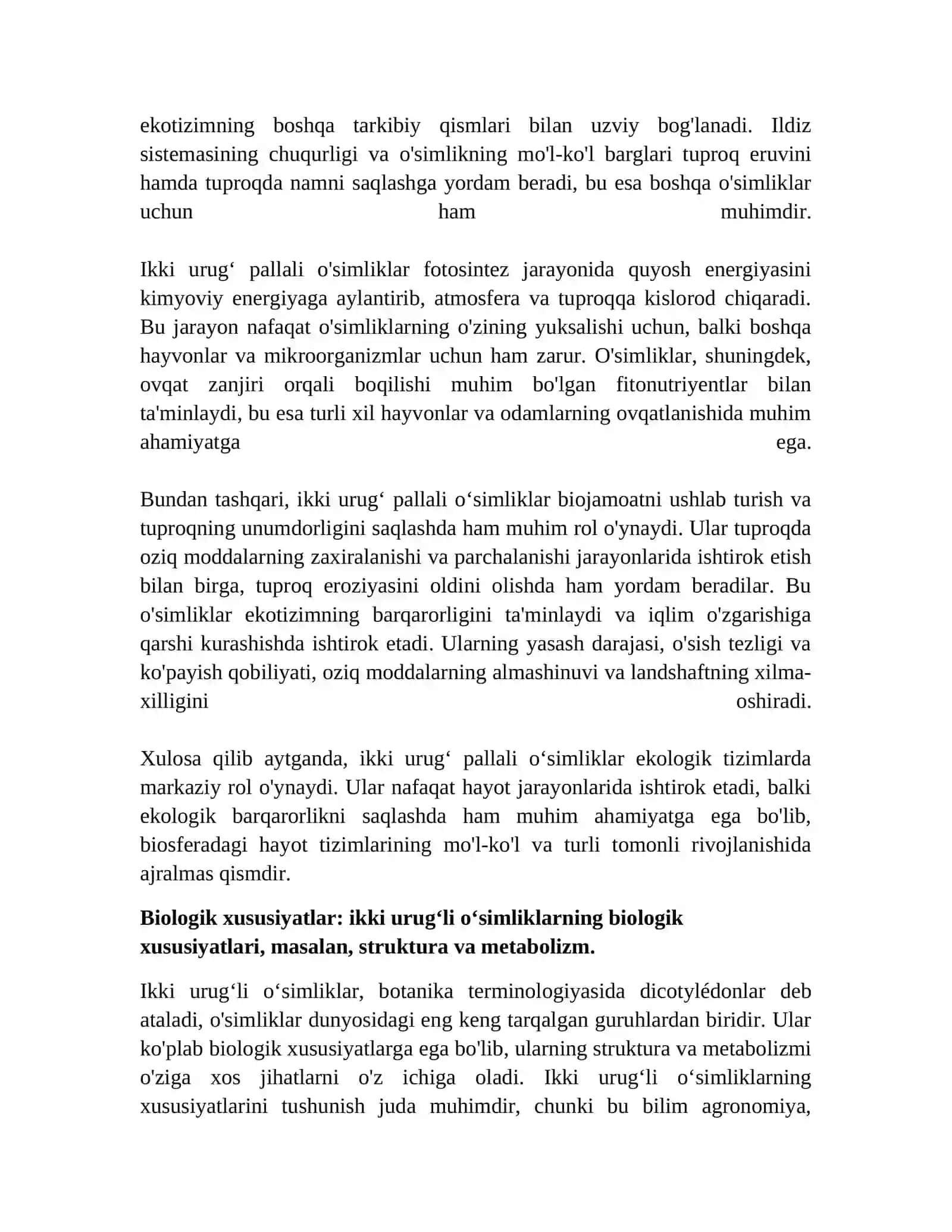 Ikki urugʻ pallali oʻsimliklarning umumiy harakterikasi 4