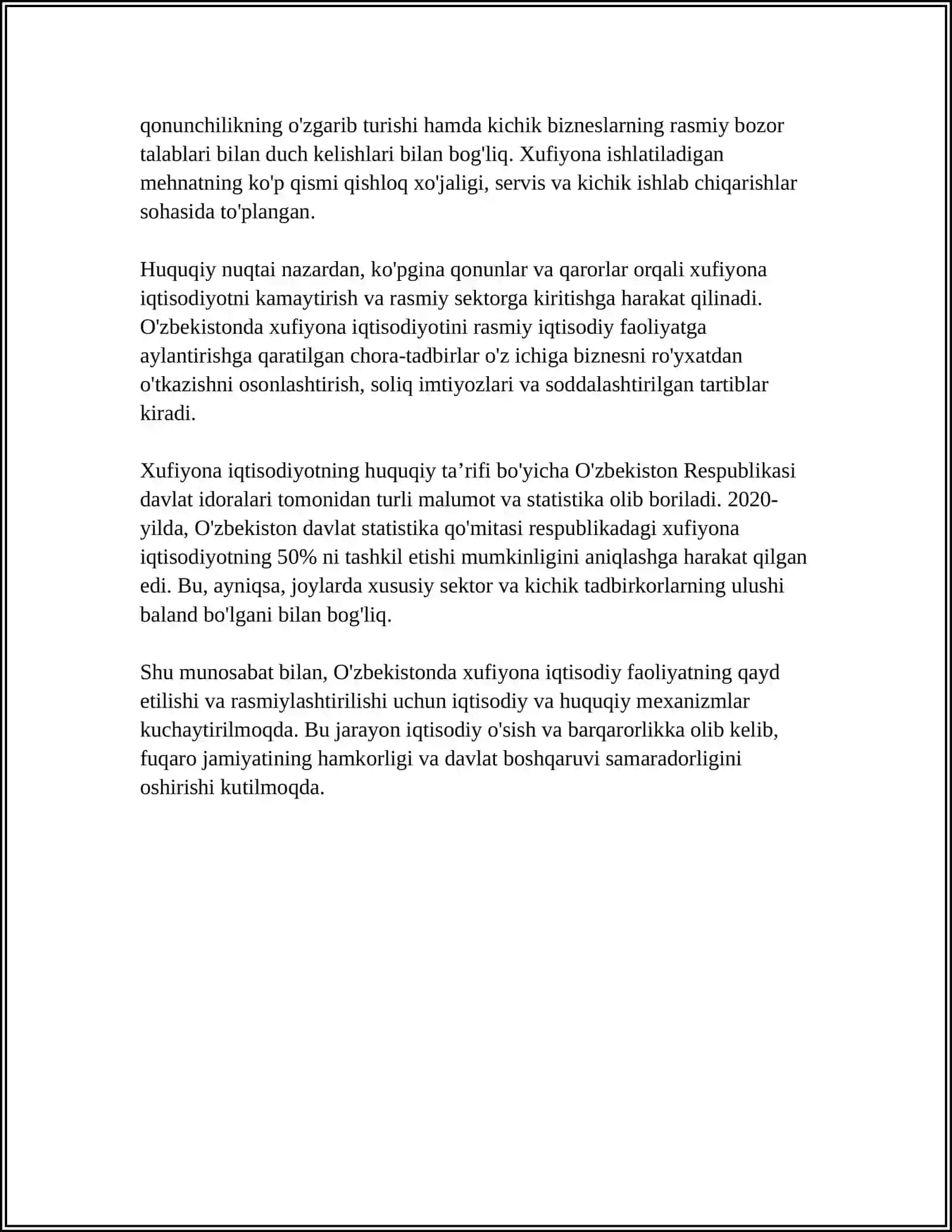 XUFIYONA IQTISODIYOT,UNING BELGILARI VA IJTIMOIY-IQTISODIY OQIBATLARI 4