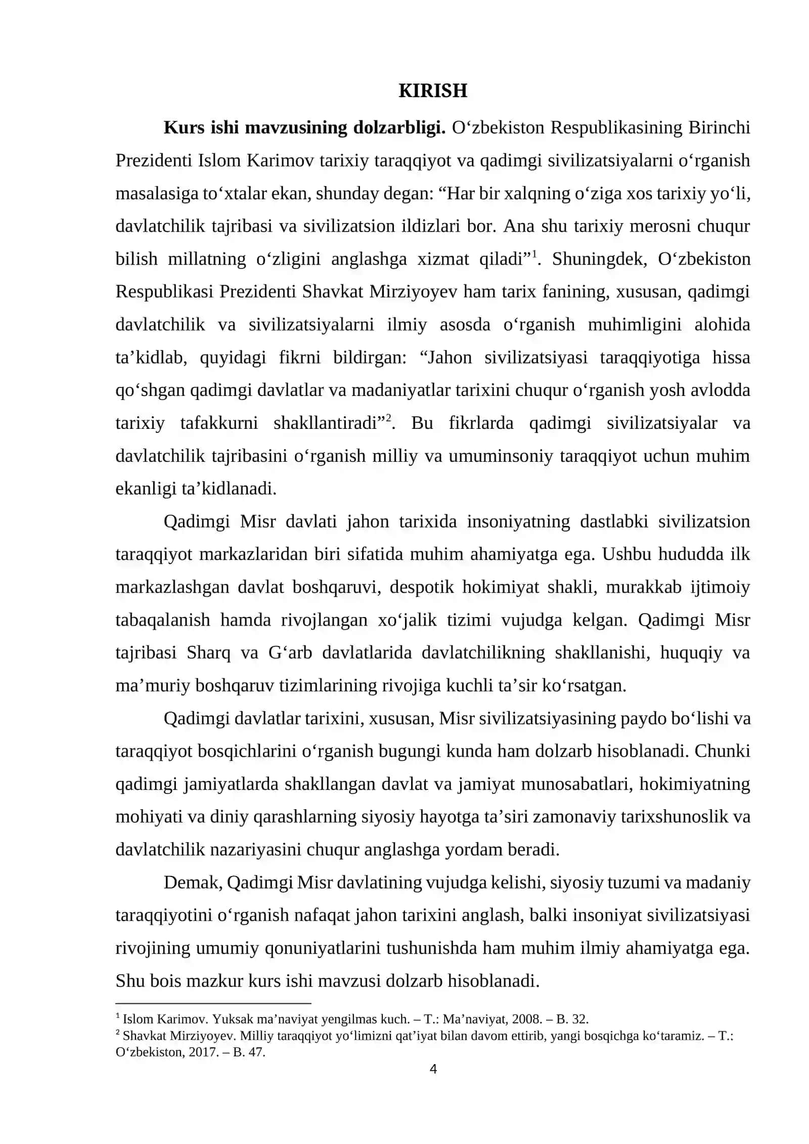 KURS ISHI: "Qadimgi Misrning ilk sivilizatsiyasi" 4