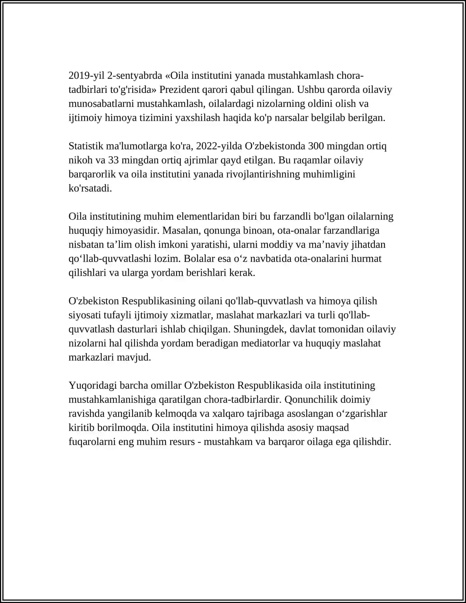 OILA,BOLALAR VA YOSHLARGA OID KONSTITUTSIYAVIY HUQUQIY ASOSLARI 4