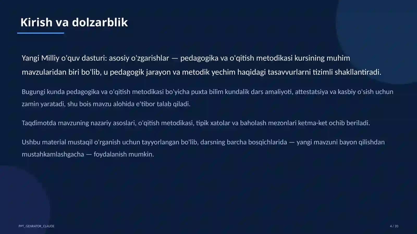 Yangi Milliy o'quv dasturi: asosiy o'zgarishlar 4