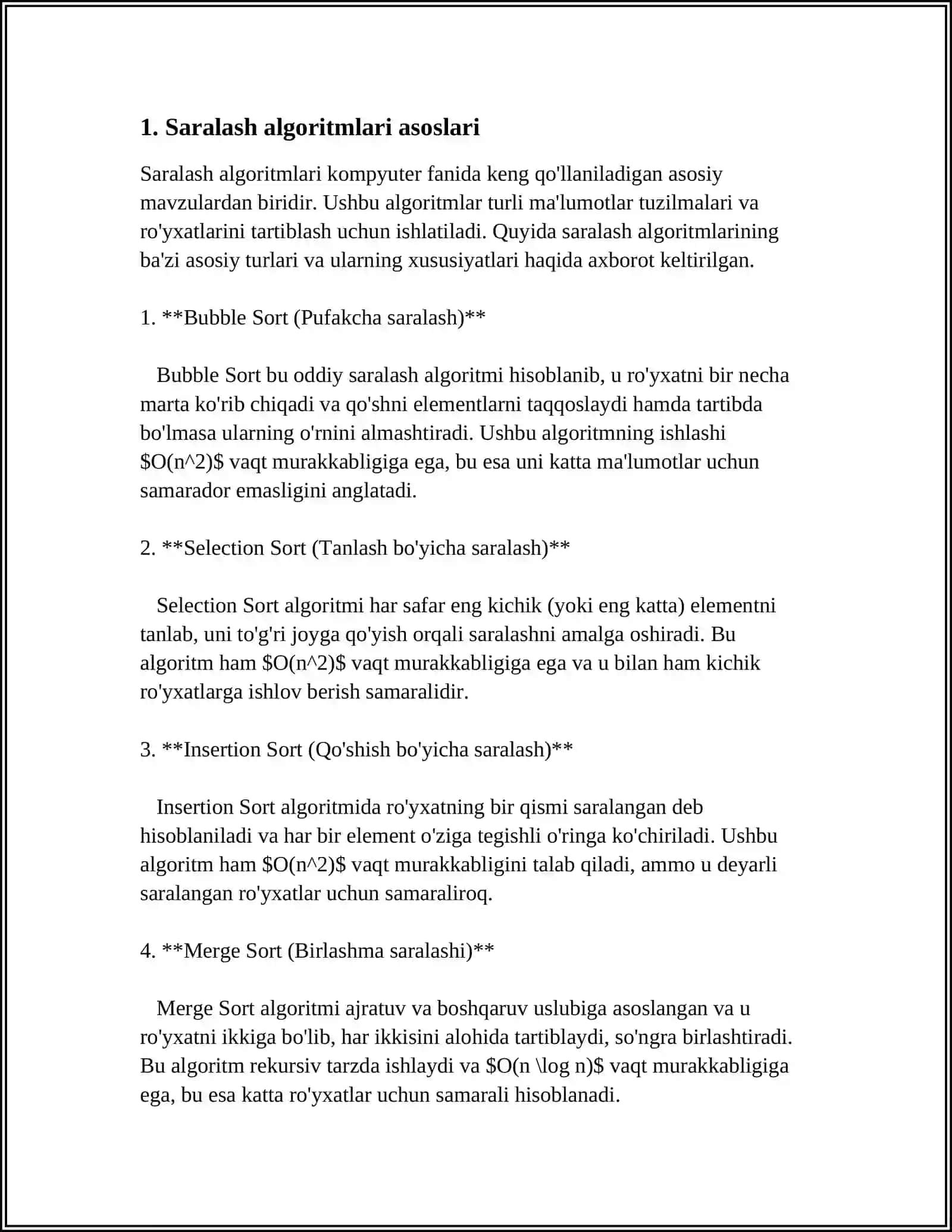 SARALASH ALGORITMLARI 4