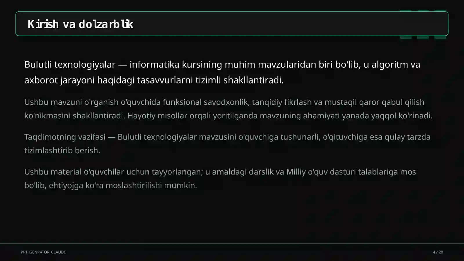 Bulutli texnologiyalar (11-sinf) 4