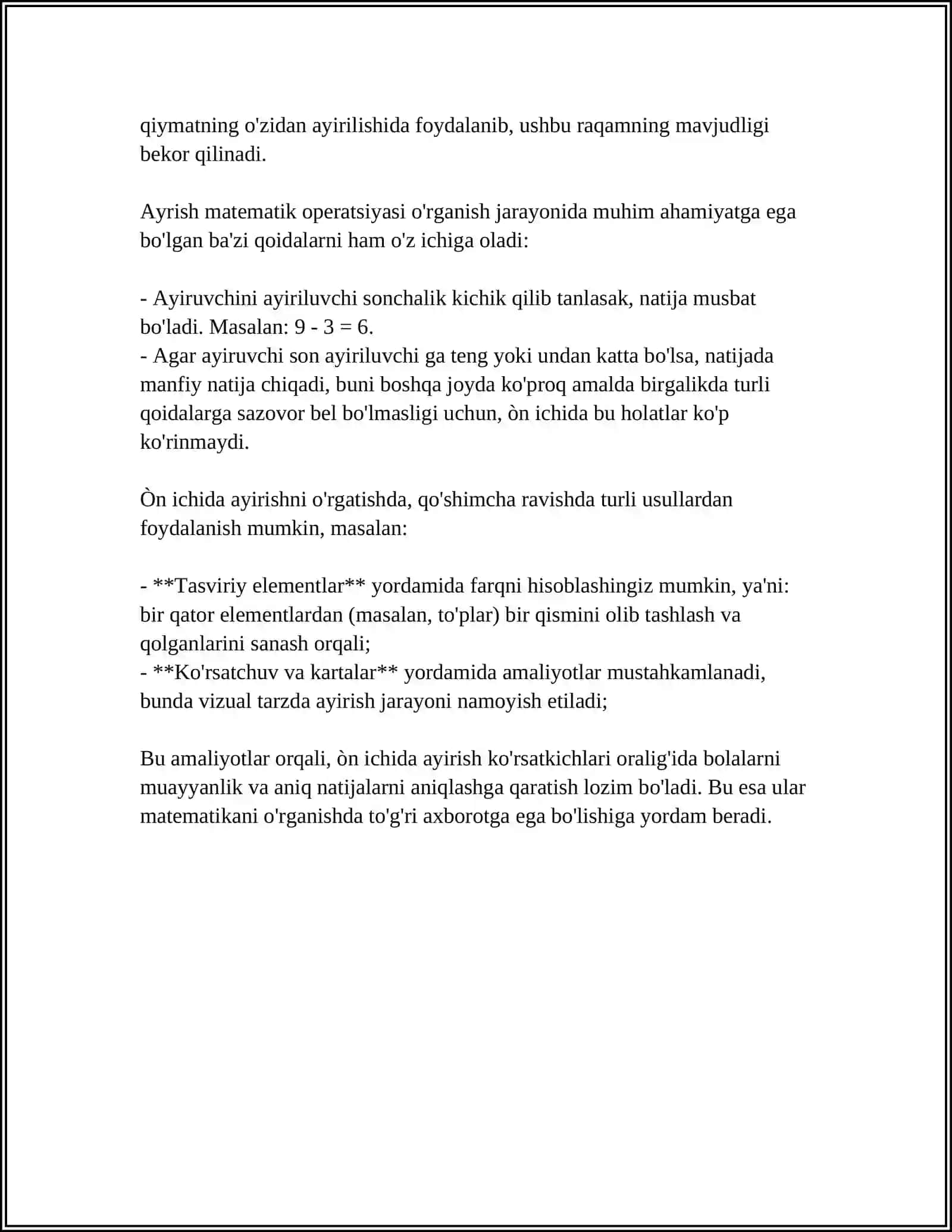 Òn ichida ayirishni Òrgatish Metodikasi 4