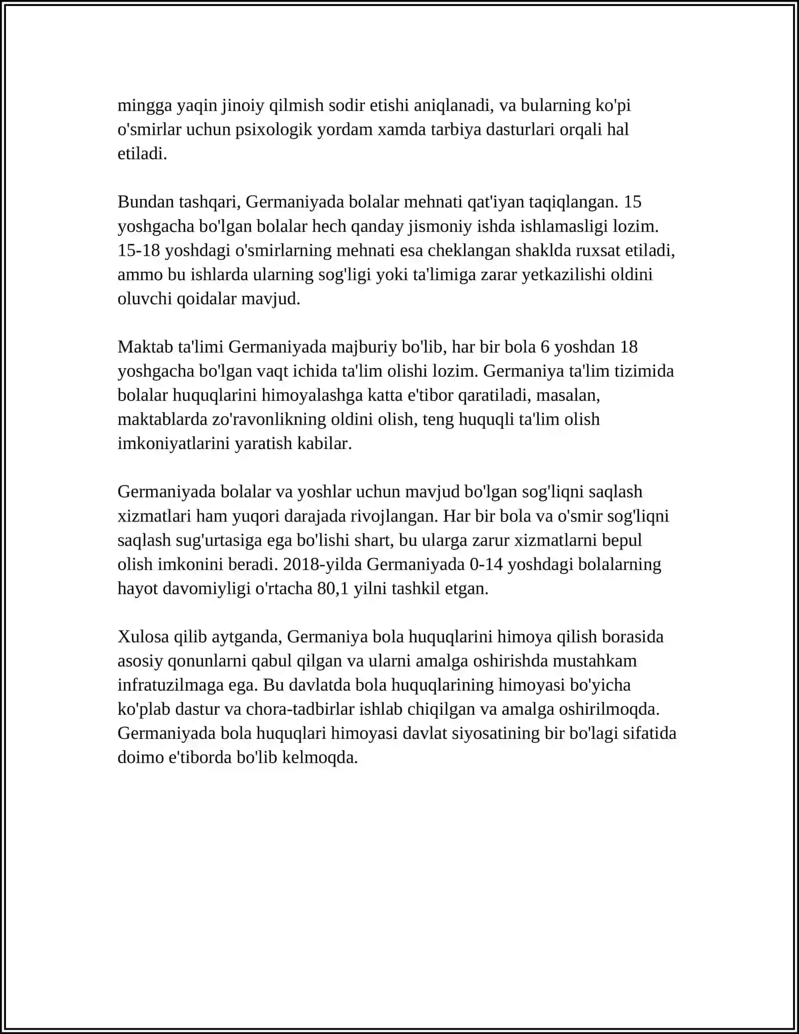 GERMANIYADA BOLANING HUQUQIY VAKOLATLARI 4