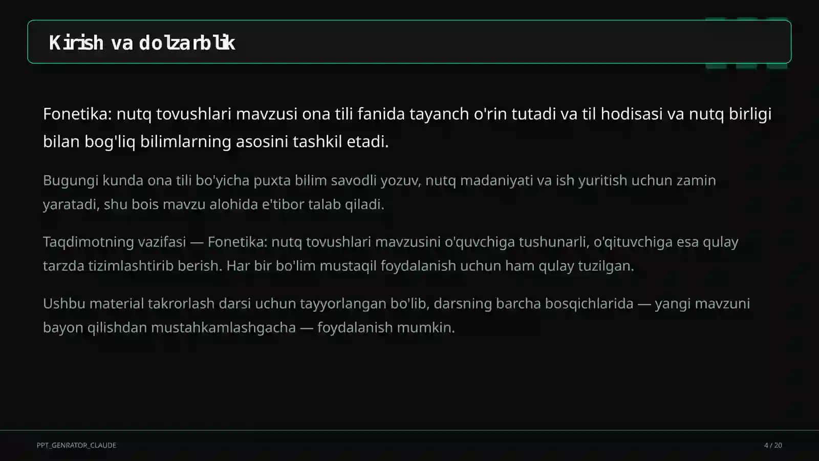 Fonetika: nutq tovushlari (5-sinf) 4