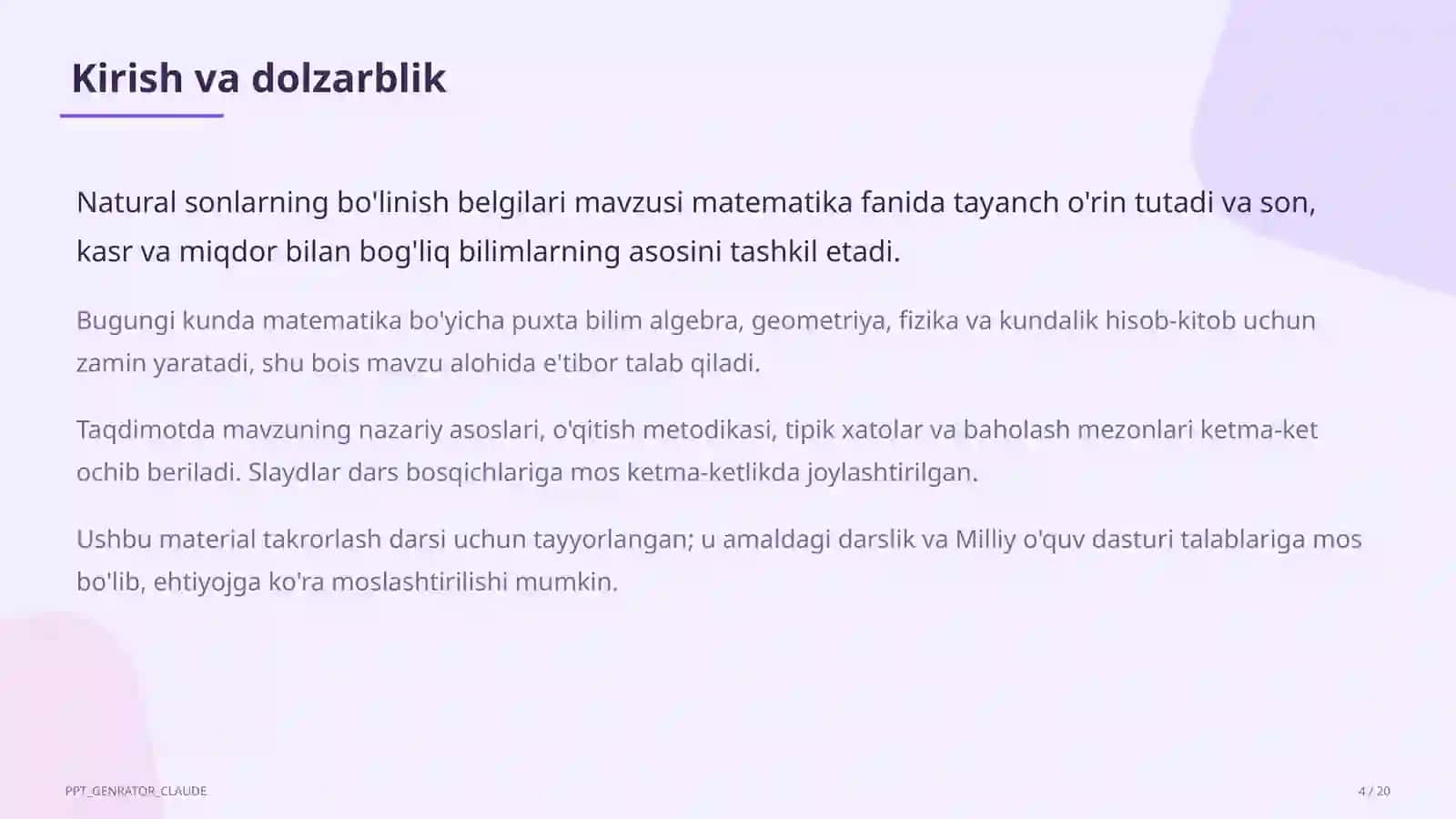 Natural sonlarning bo'linish belgilari (5-sinf) 4