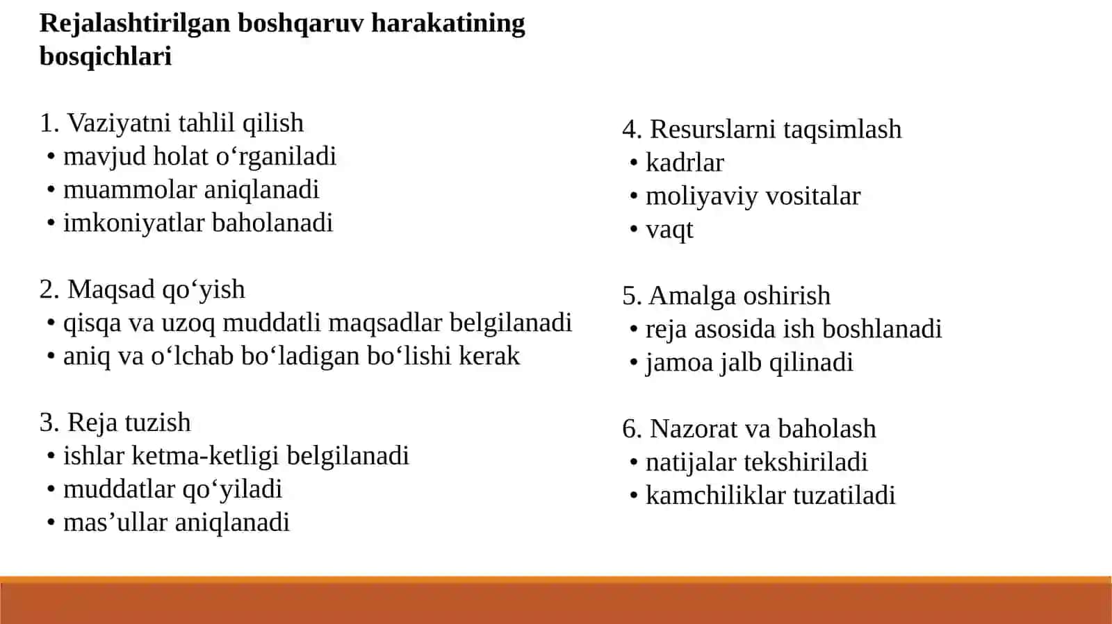 Rahbartomonidan rejalashtirilgan boshqaruv harakati 4
