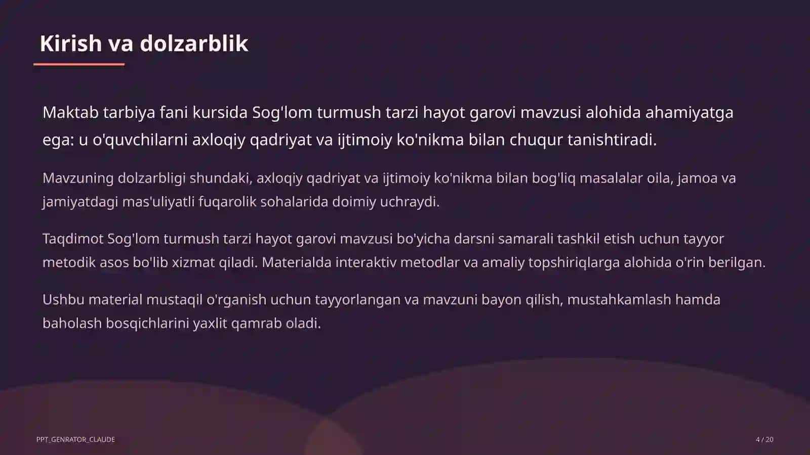 Sog'lom turmush tarzi hayot garovi (7-sinf) 4