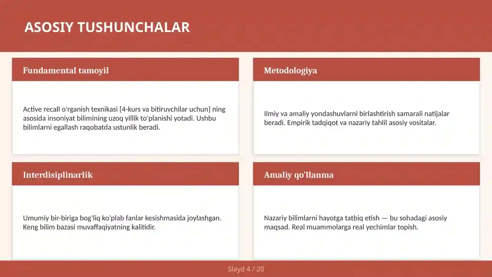 Active recall o'rganish texnikasi [4-kurs va bitiruvchilar uchun] 4