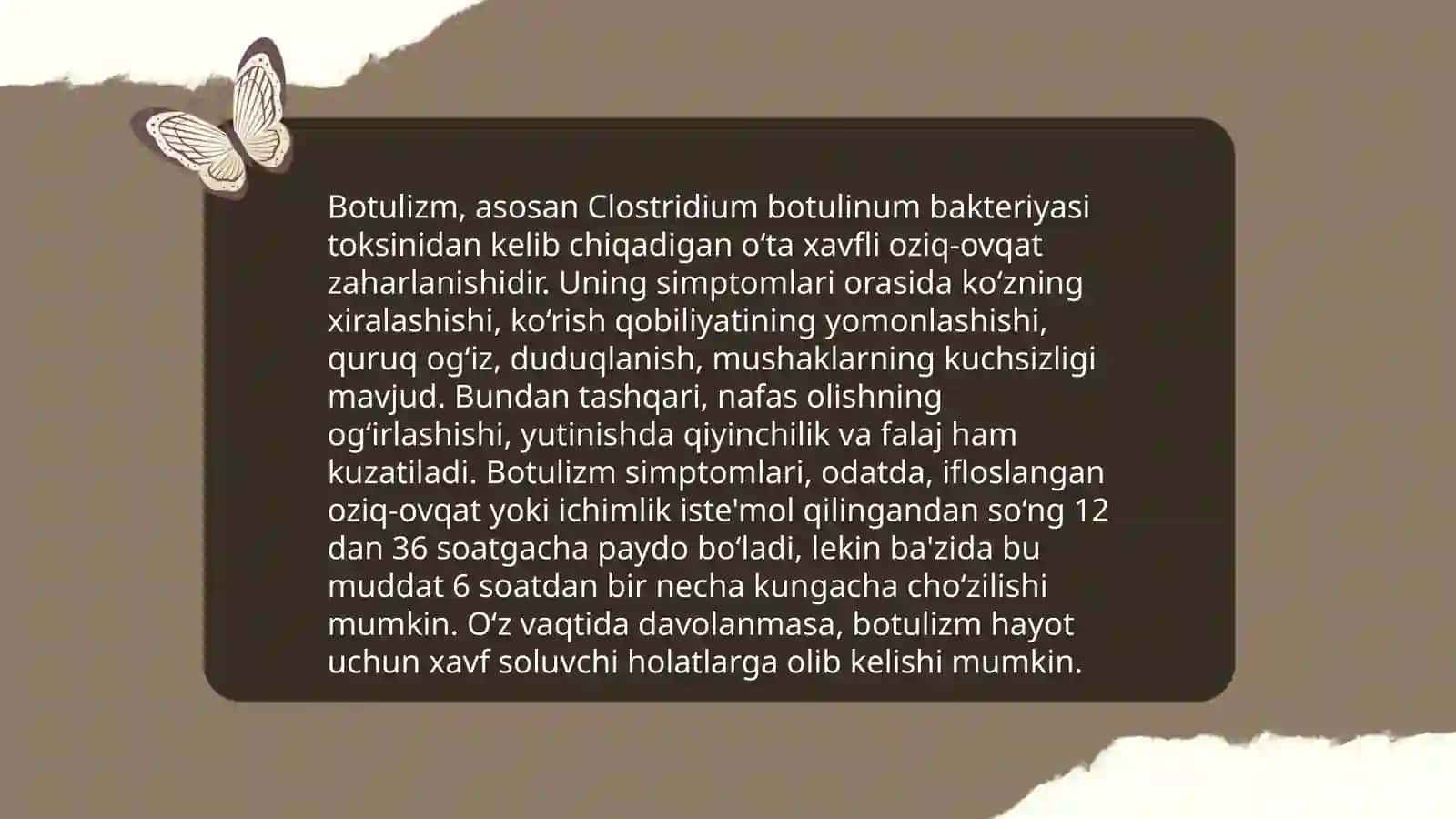 Botulizm. Stafilakok toksikoz 4