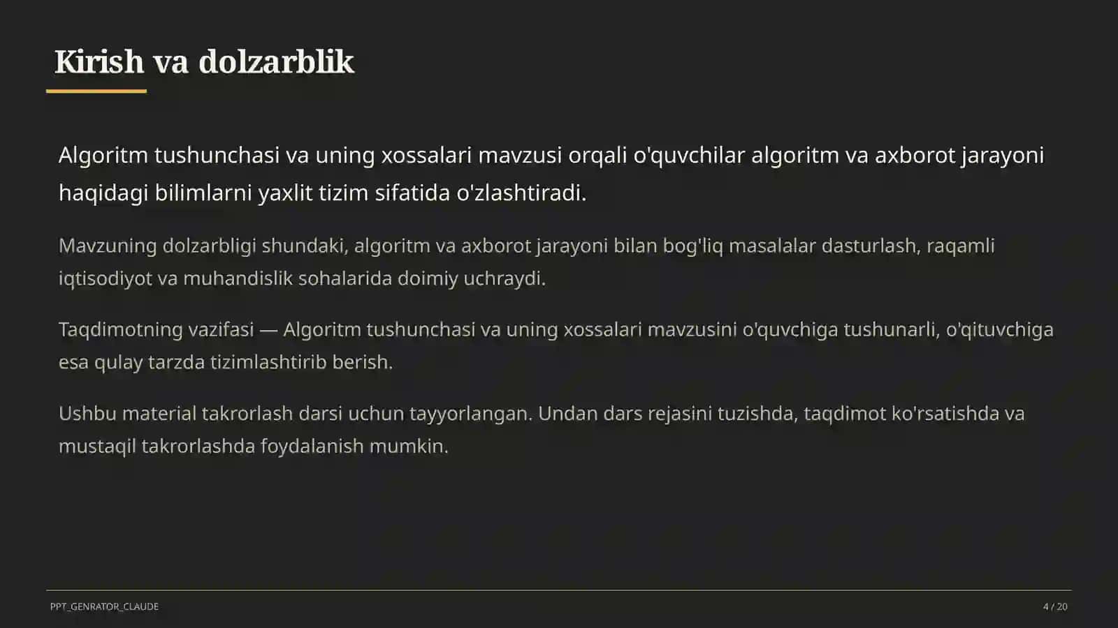 Algoritm tushunchasi va uning xossalari (6-sinf) 4