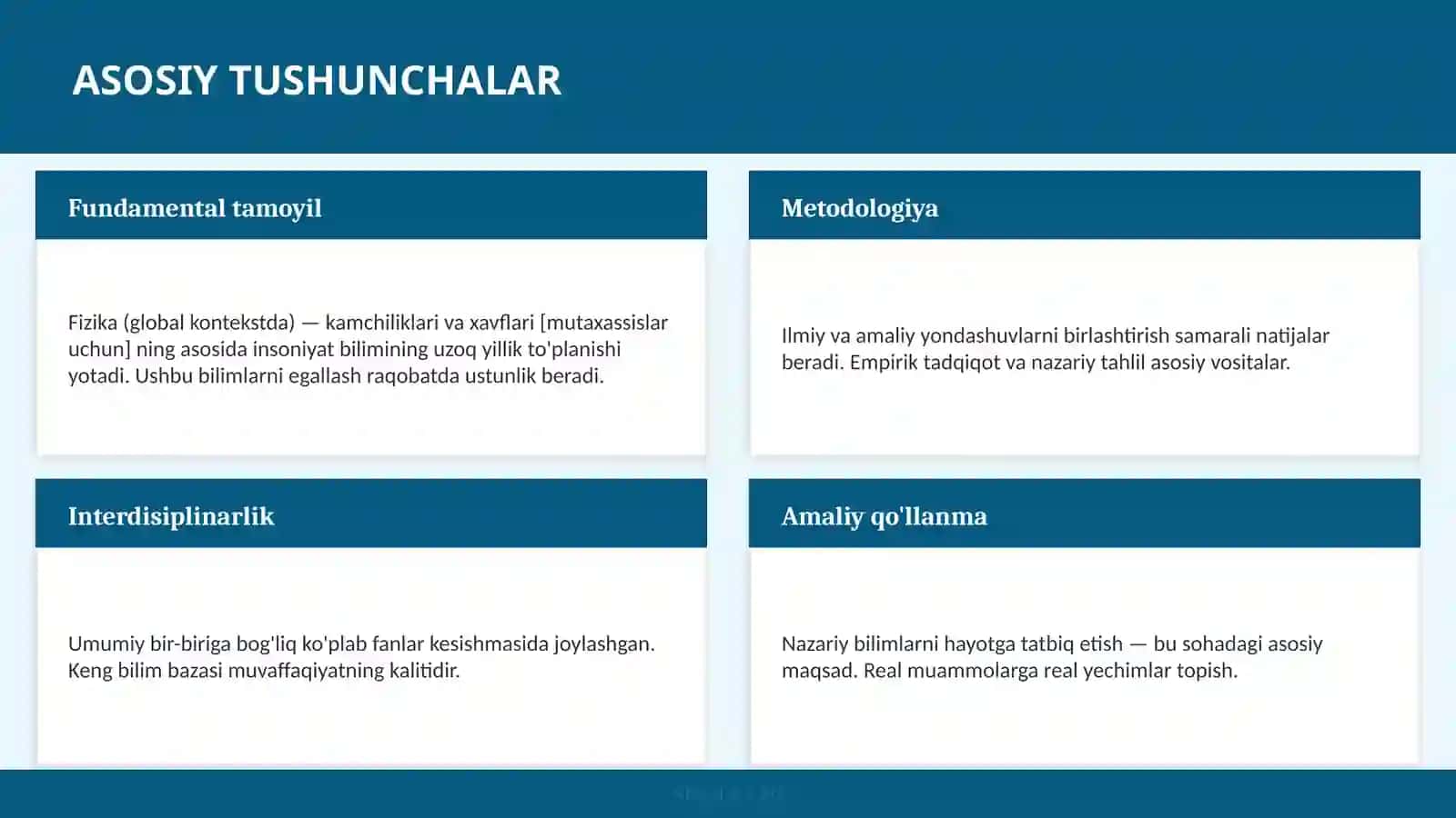 Fizika (global kontekstda) — kamchiliklari va xavflari [mutaxassislar uchun] 4