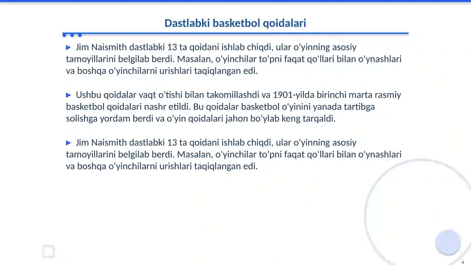 Basketbol uyinining kelib chiqishi varivojlanish tarixi 4