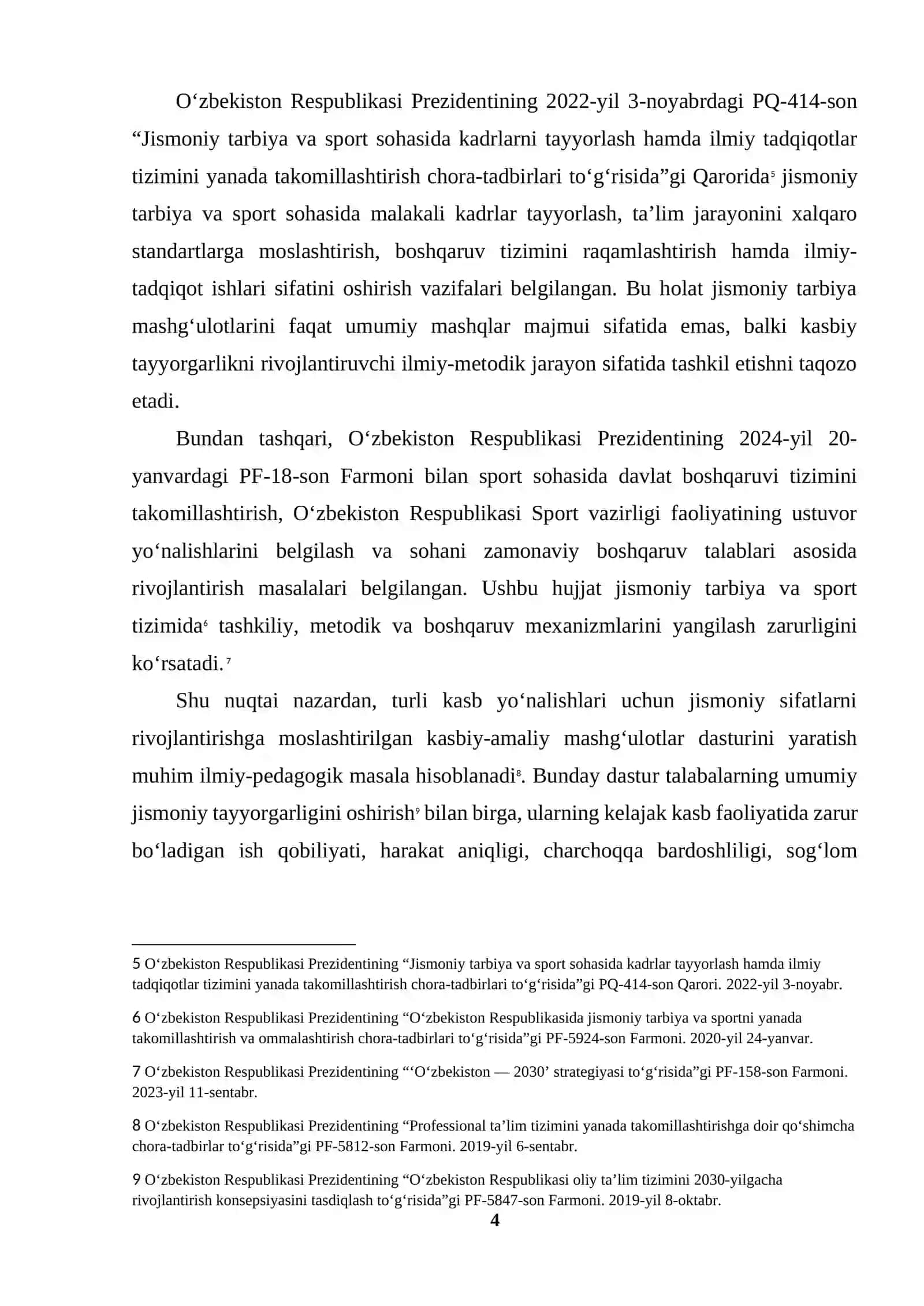 TURLI KASB YO‘NALISHLARI UCHUN JISMONIY SIFATLARNI RIVOJLANTIRISHGA MOSLASHTIRILGAN KASBIY-AMALIY MASHG‘ULOTLAR DASTURINI YARATISH 4