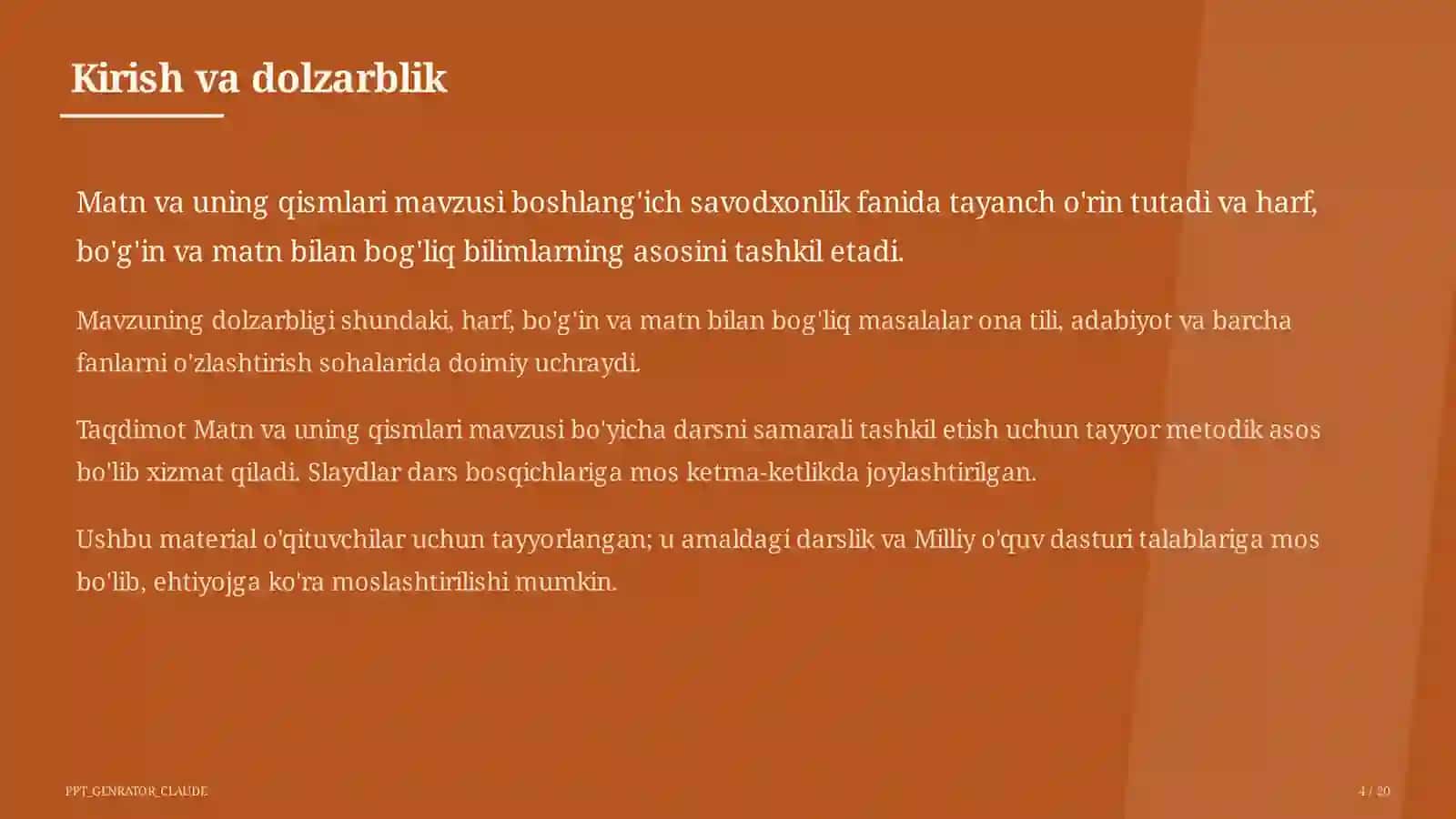 Matn va uning qismlari (3-sinf) 4