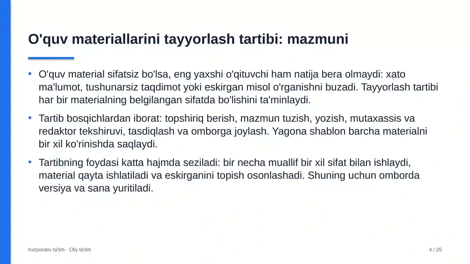 Auditorlik tashkilotlarida o'quv materiallarini tayyorlash tartibi 4