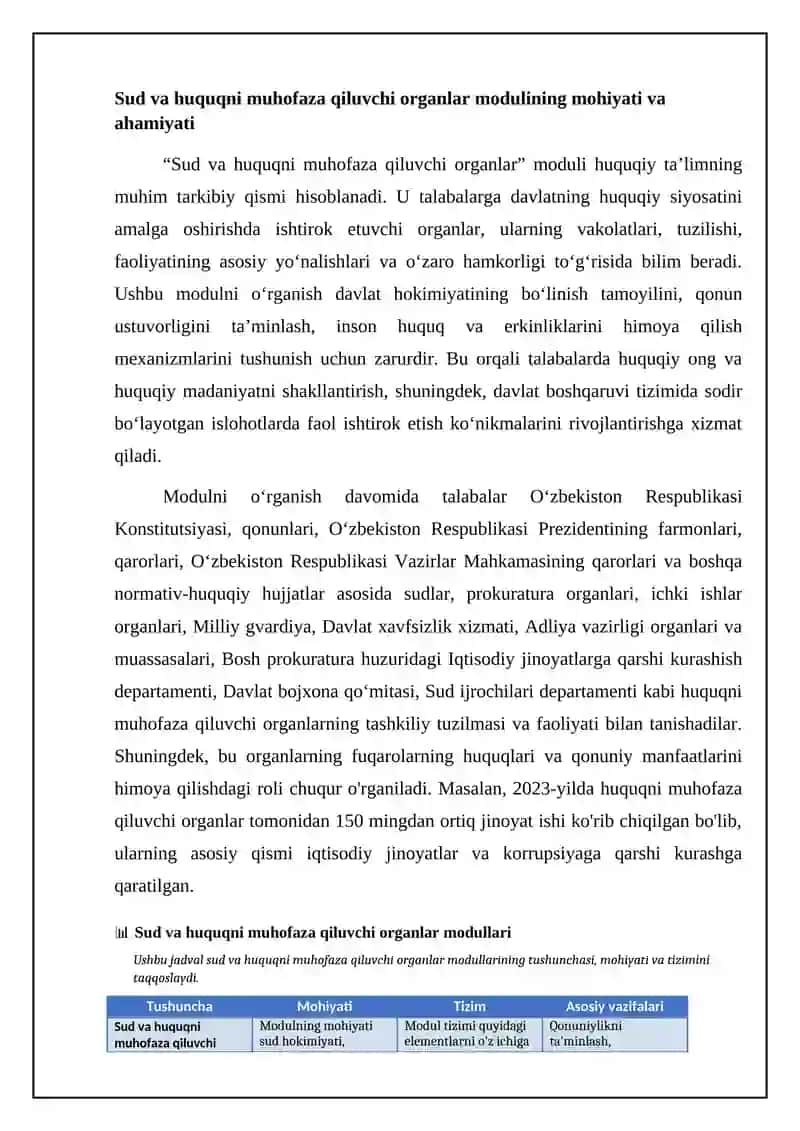Sud va huquqni muhofaza qiluvchi organlar modulining tushunchasi 4