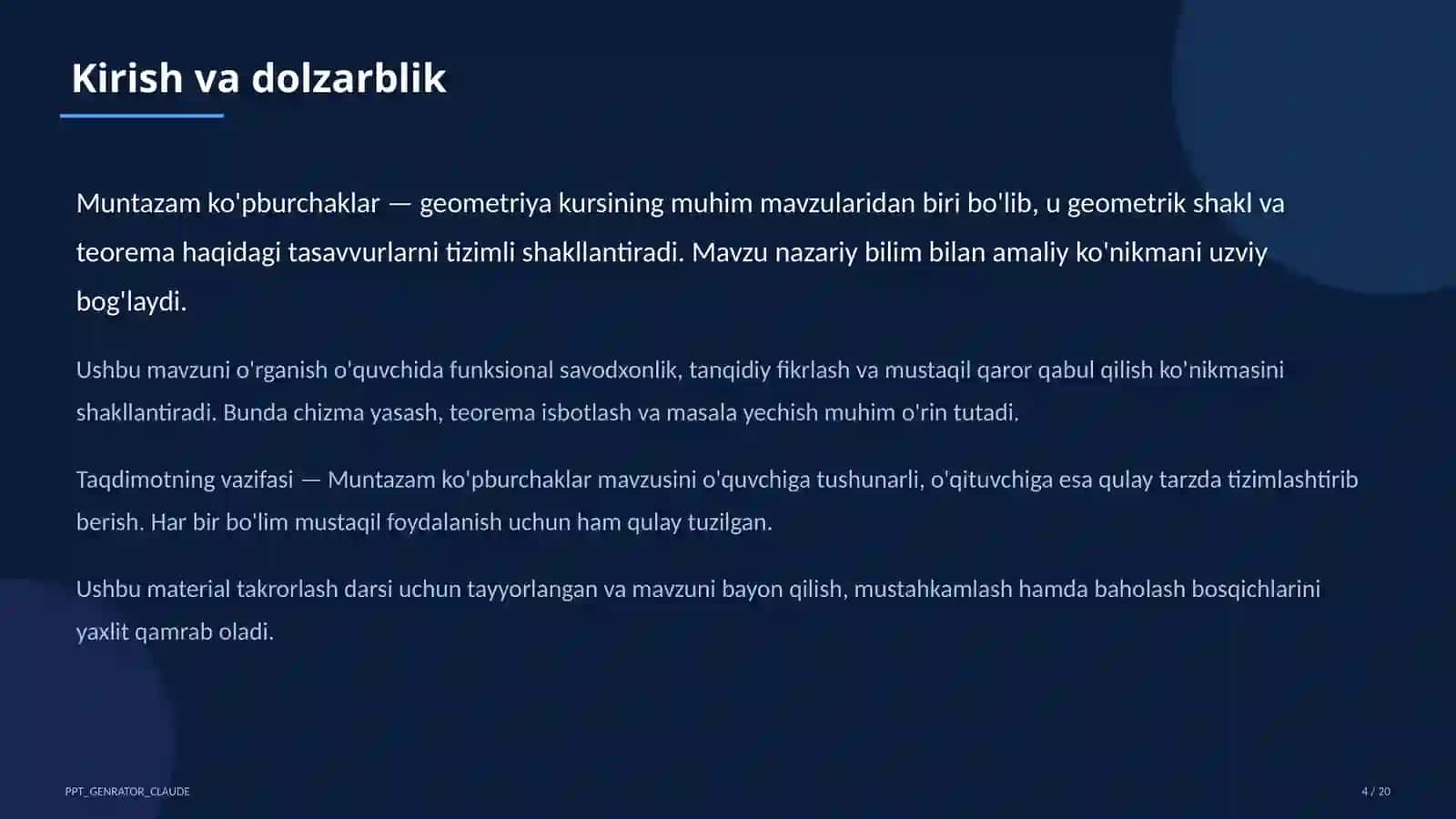 Muntazam ko'pburchaklar (9-sinf) 4