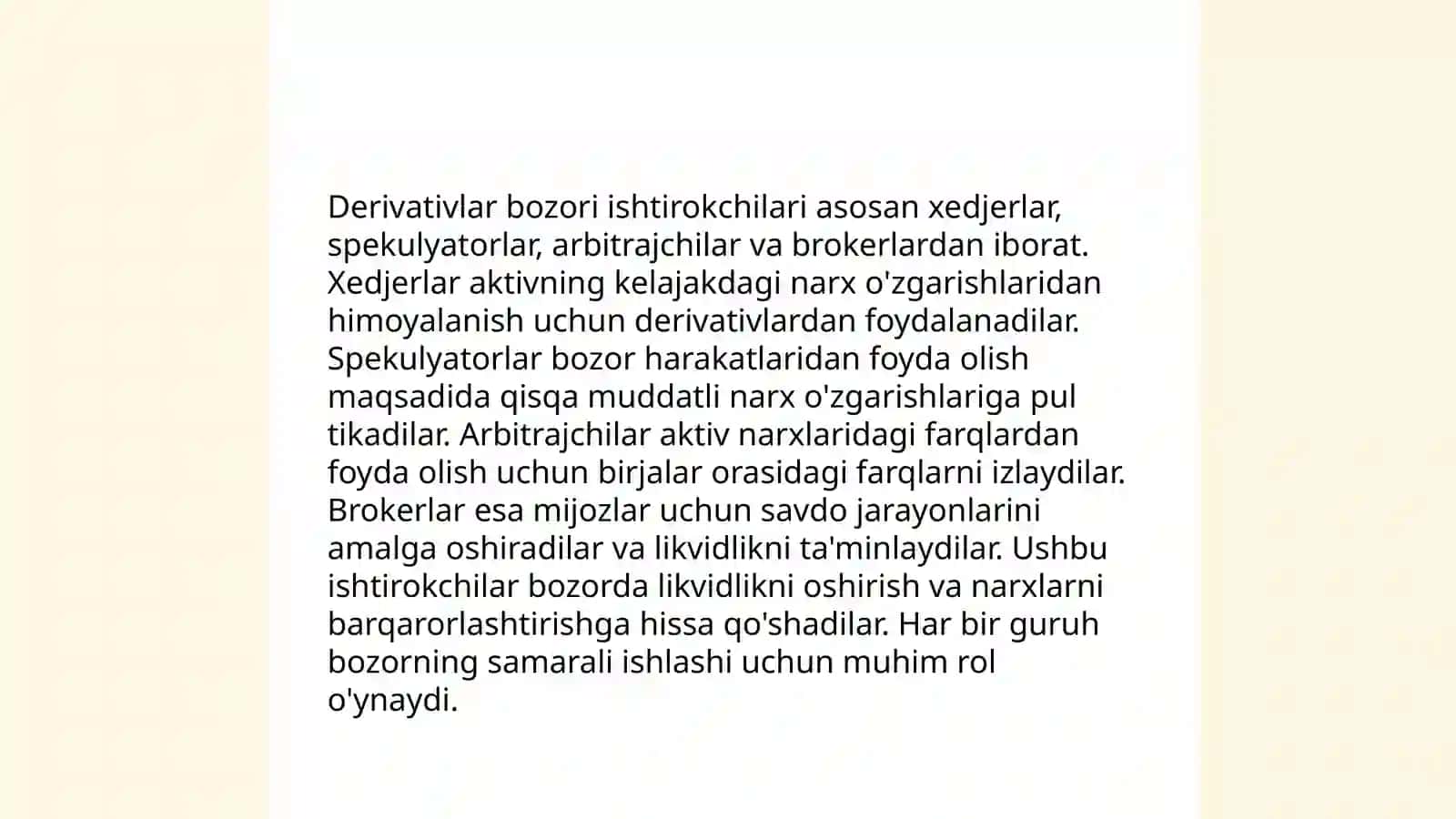 Moliyaviy derivativlar bozori: asosiy tushunchalar 4