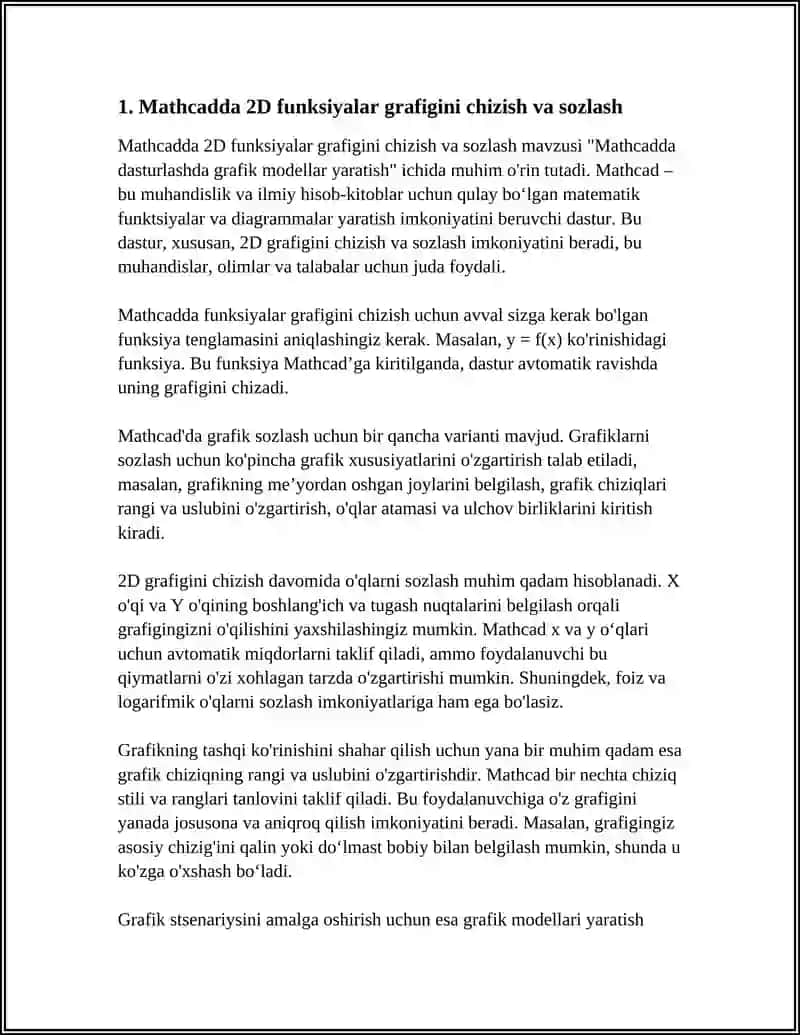 Mathcadda Dasturlashda Grafik Modellar Yaratish 4