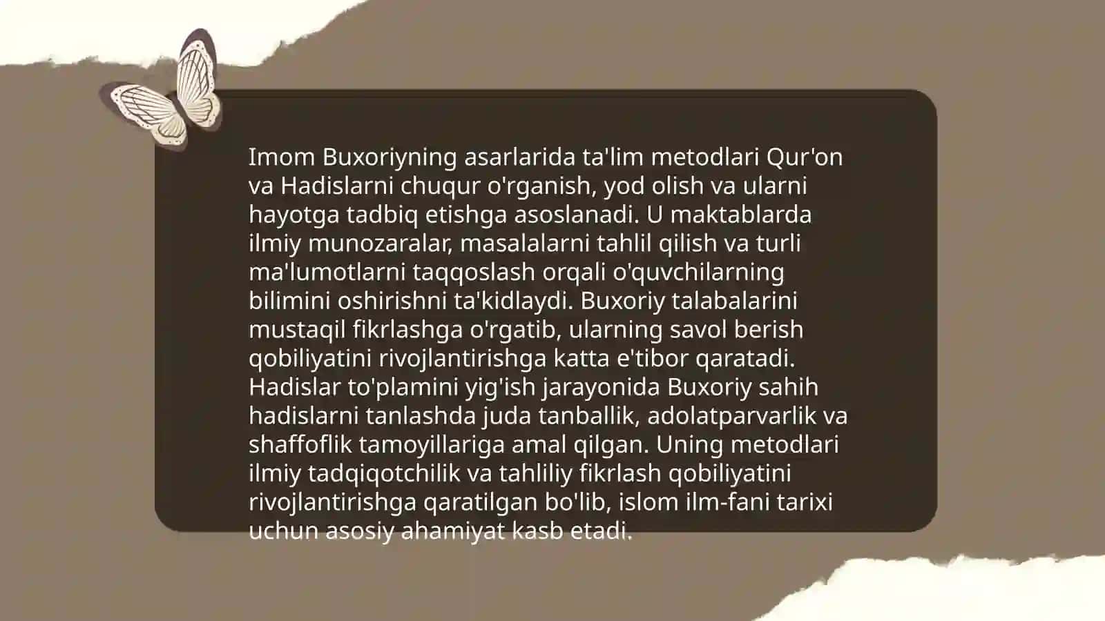 Imom-al Buxoriy ta'lim va tarbiya toʻgʻrisida 4