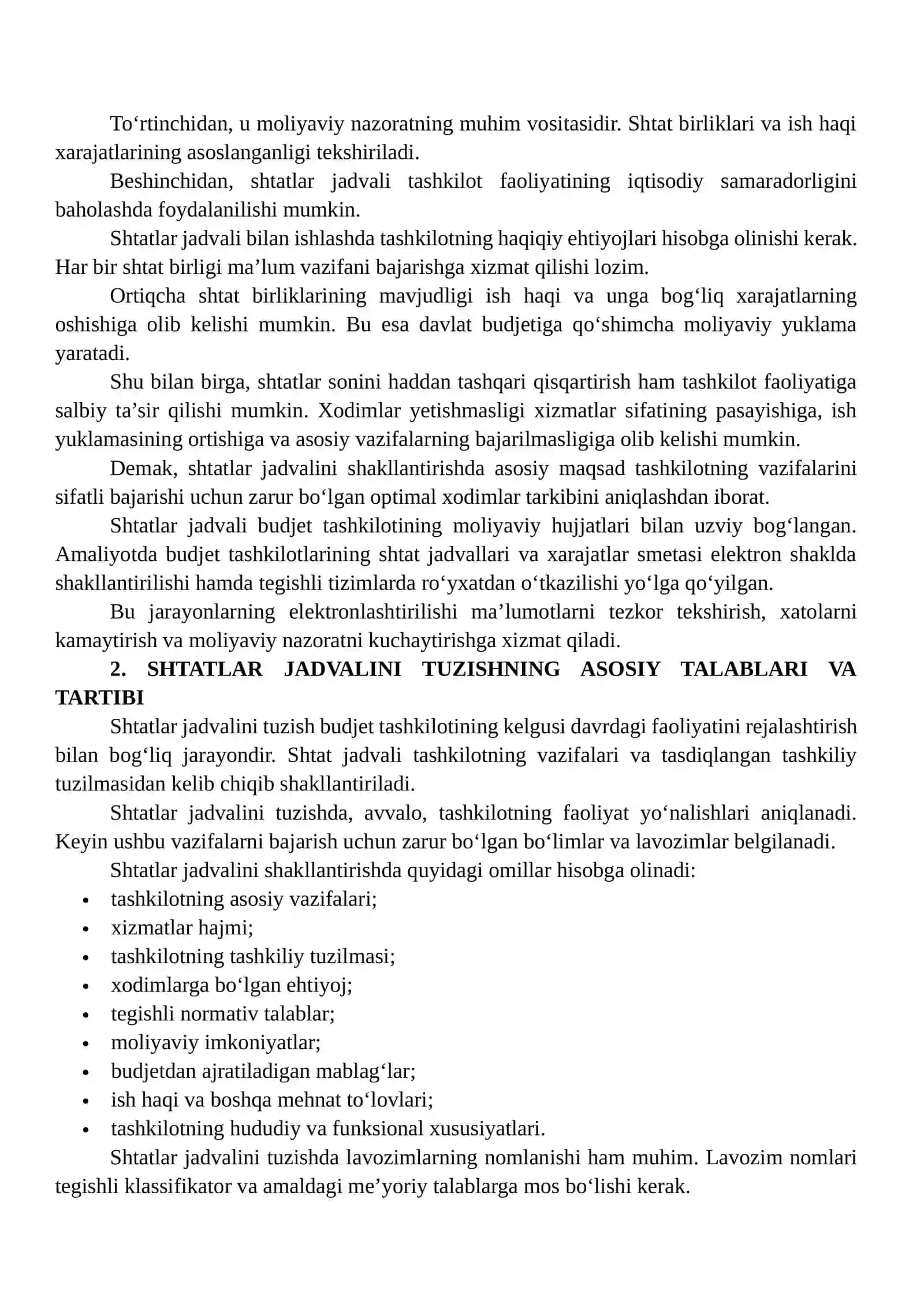 BUDJET TASHKILOTLARIDA SHTATLAR JADVALINI TUZISH VA TASDIQLASH TARTIBI 4