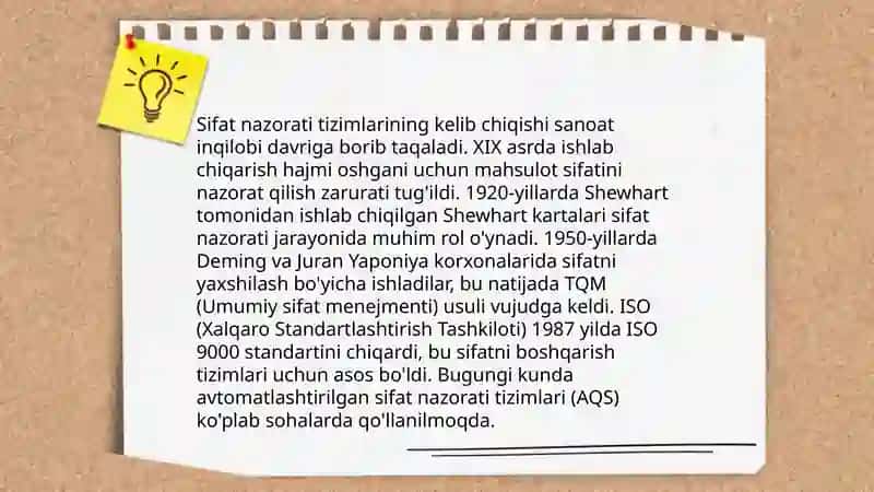 Mahsulot sifatni boshqarish haqida tushunchalarning rivojlanish tarixi 4