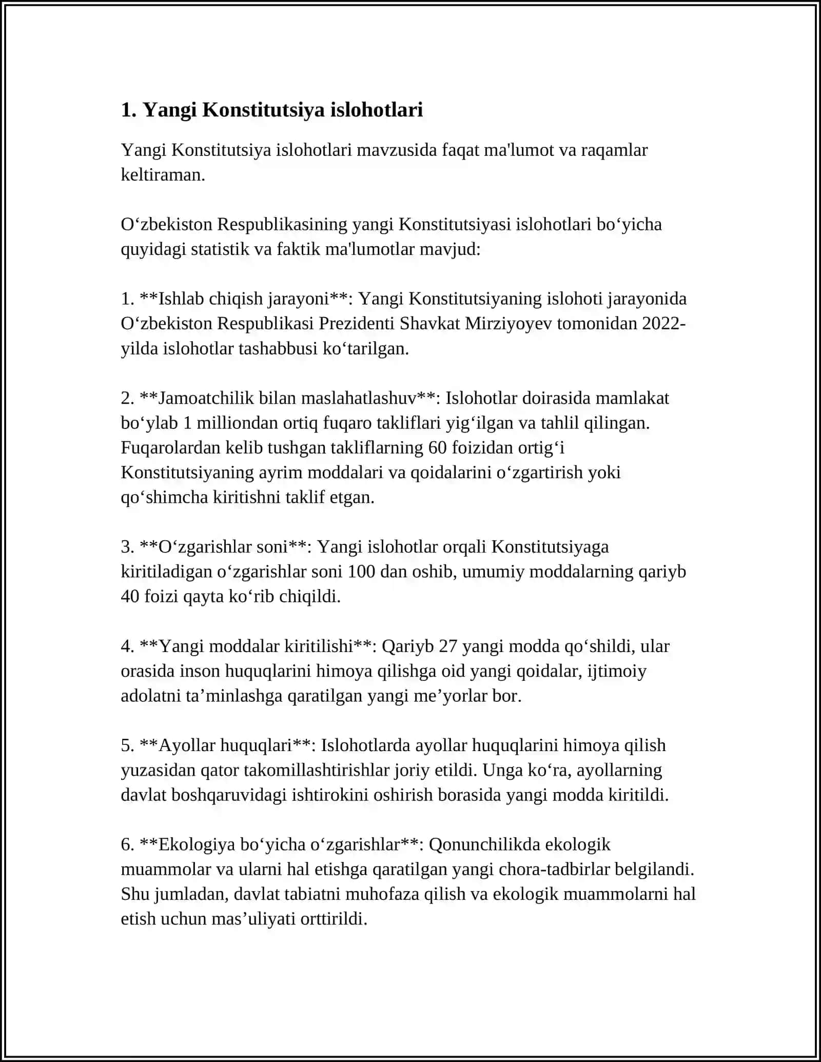 Yangi O'zbekistonda Inson Xalq Xuquqlari va Erkinliklari O'zgarishlari 4