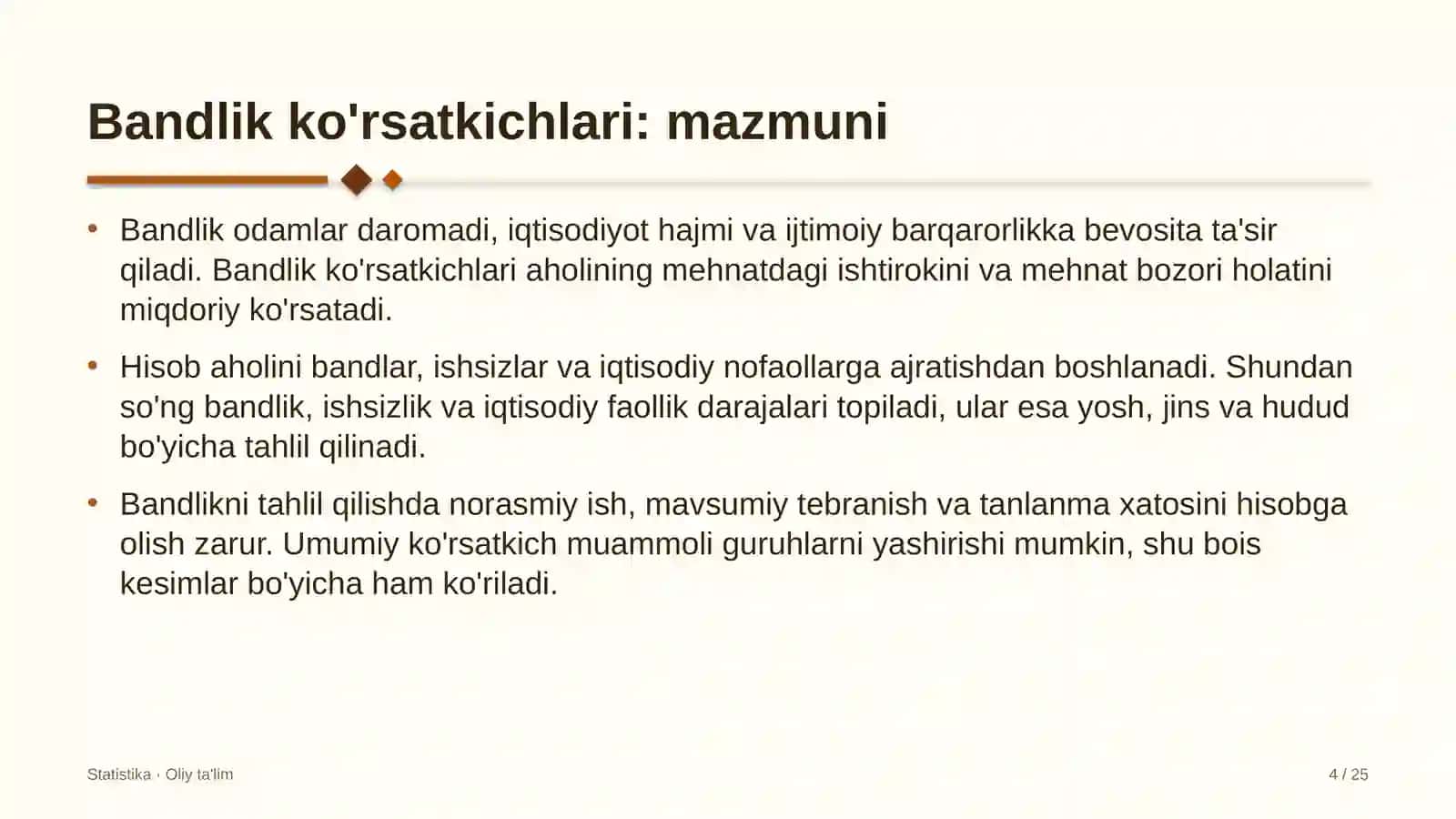 Bandlik ko'rsatkichlari 4