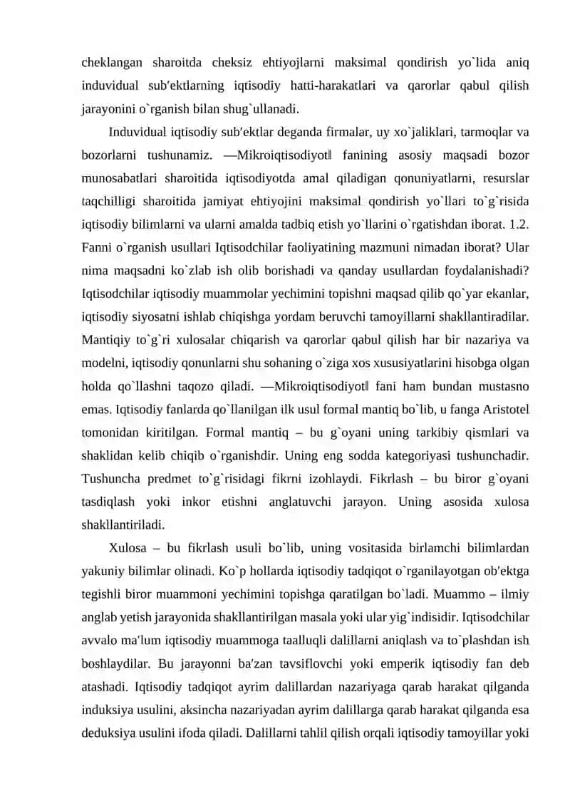 Zamonaviy bozor iqtisodiyoti muammolarini yechishda mikroiqtisodiyot fanining ahamiyati 4