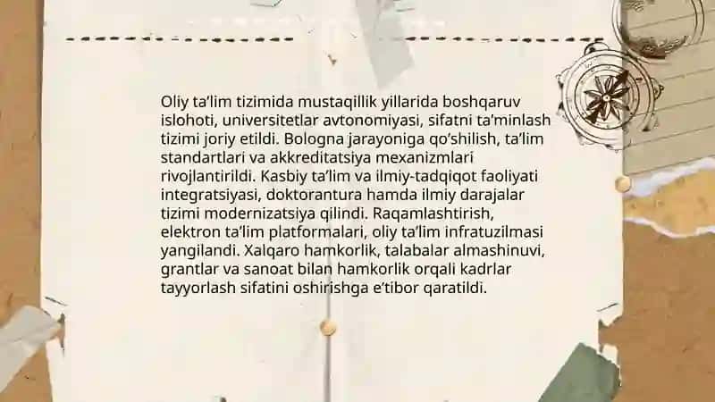 Oliy taʼlim tizimidagi islohotlar va universitetlar modernizatsiyasi 4