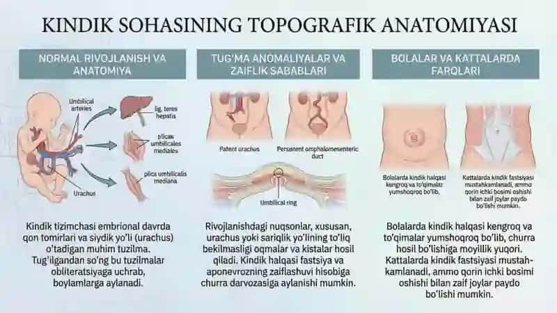 Qorin devori tug'ma anomaliyalarining topografik anatomiyasi va operatsiyalari kindik tizimchasi 4