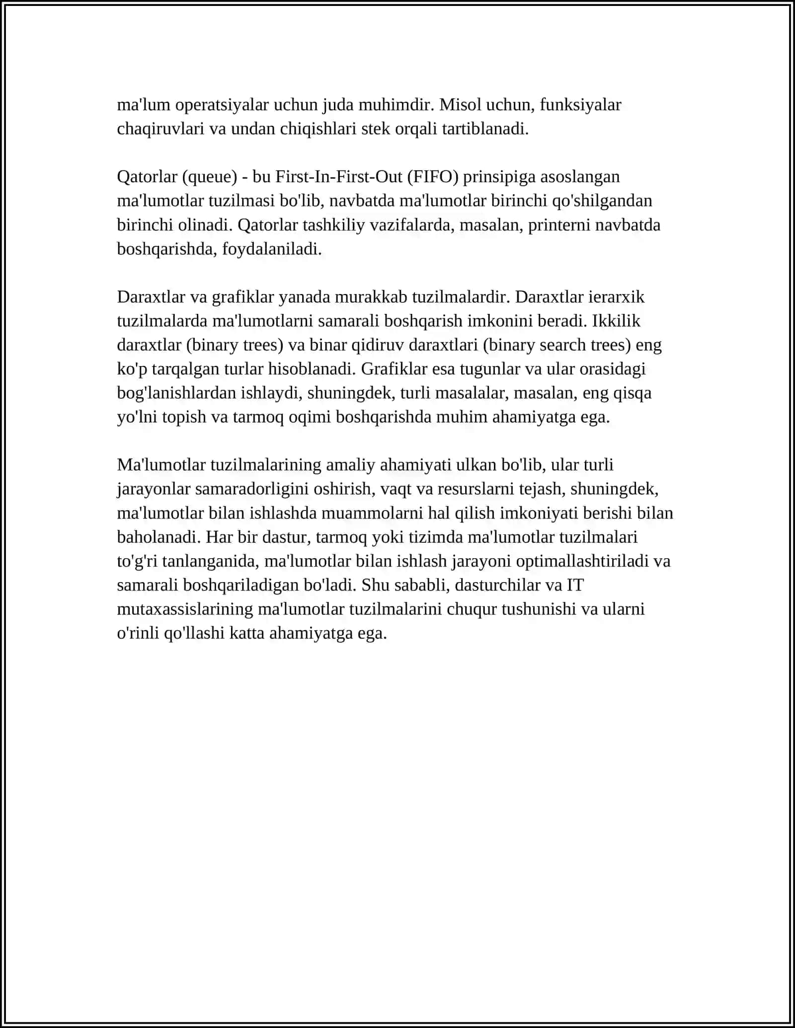 MA'LUMOTLAR TUZILMALARINING UMUMIY KO'RINISHLARI 4